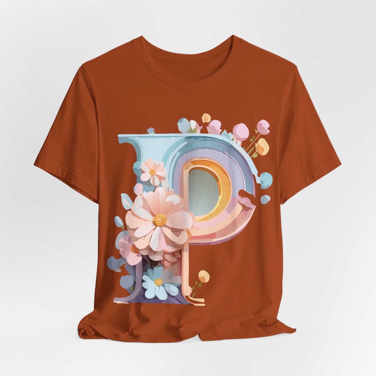 Natural Cotton Tee Shirt - Letters Collection - P Printify