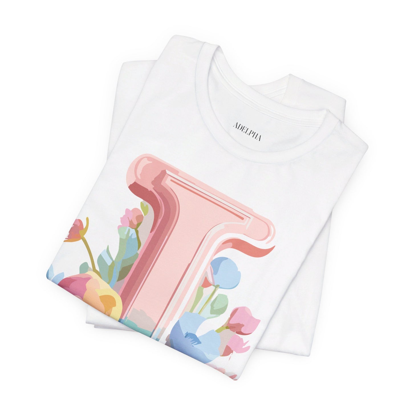 Natural Cotton Tee Shirt - Letters Collection - I Printify