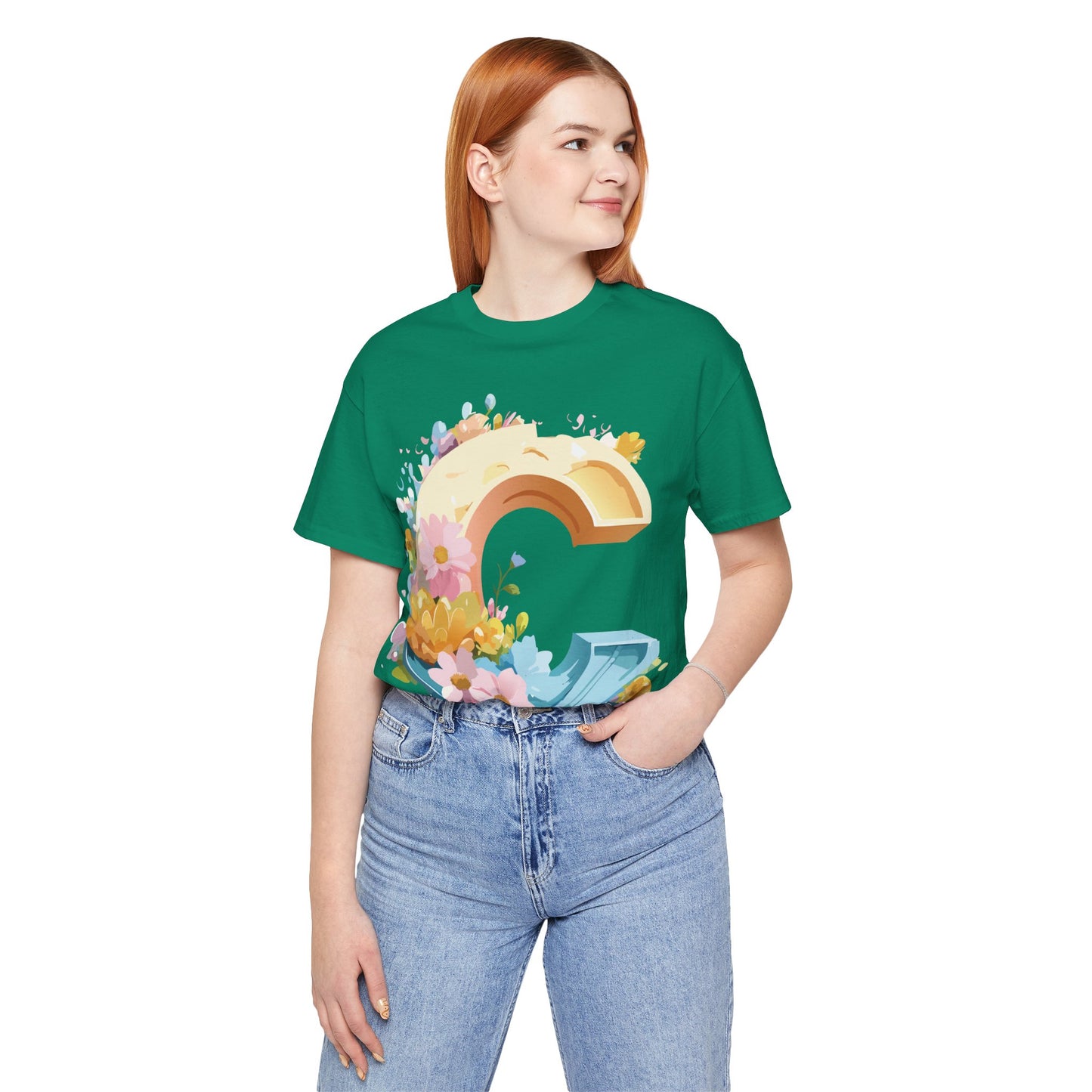 Natural Cotton Tee Shirt - Letters Collection - C Printify