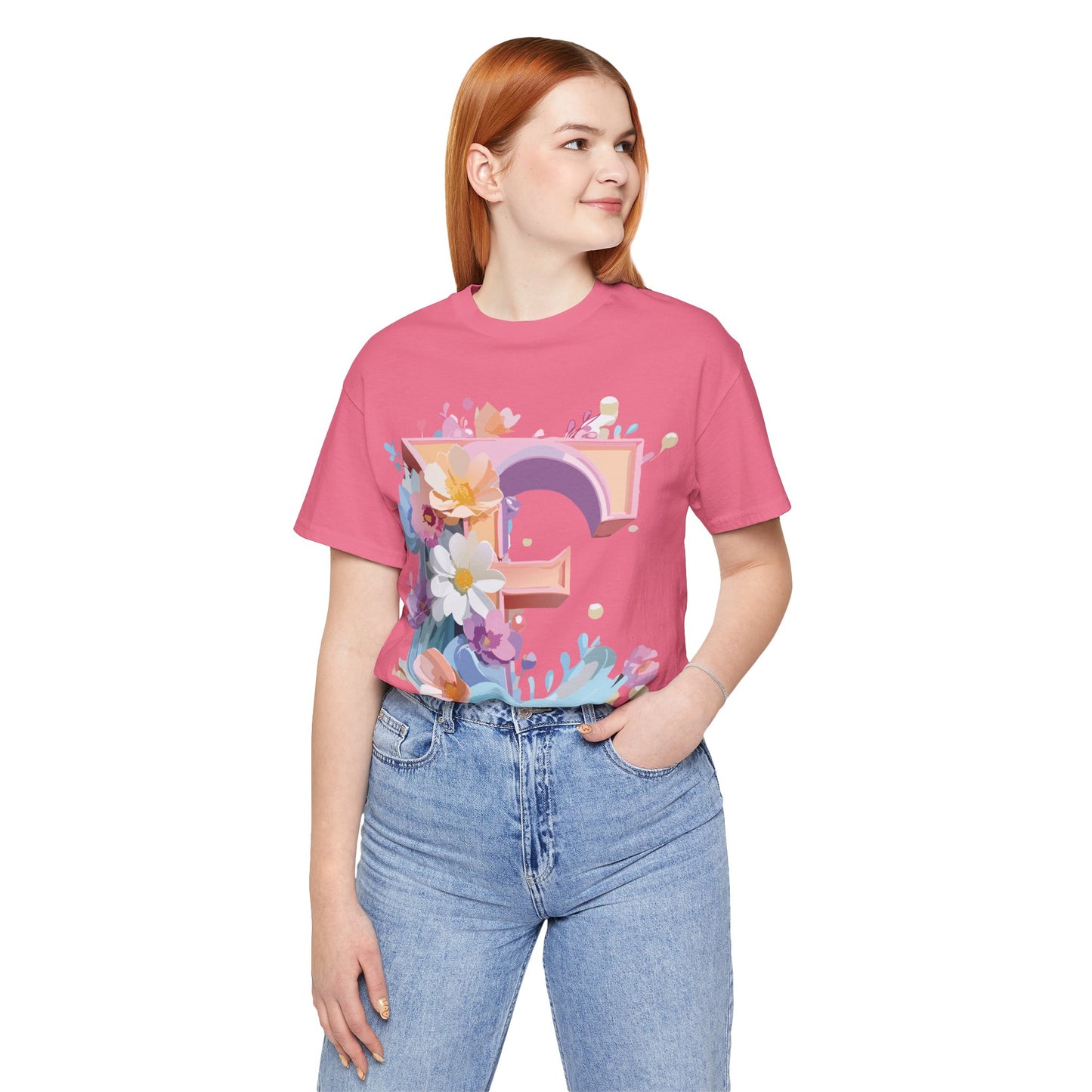 Natural Cotton Tee Shirt - Letters Collection - E Printify