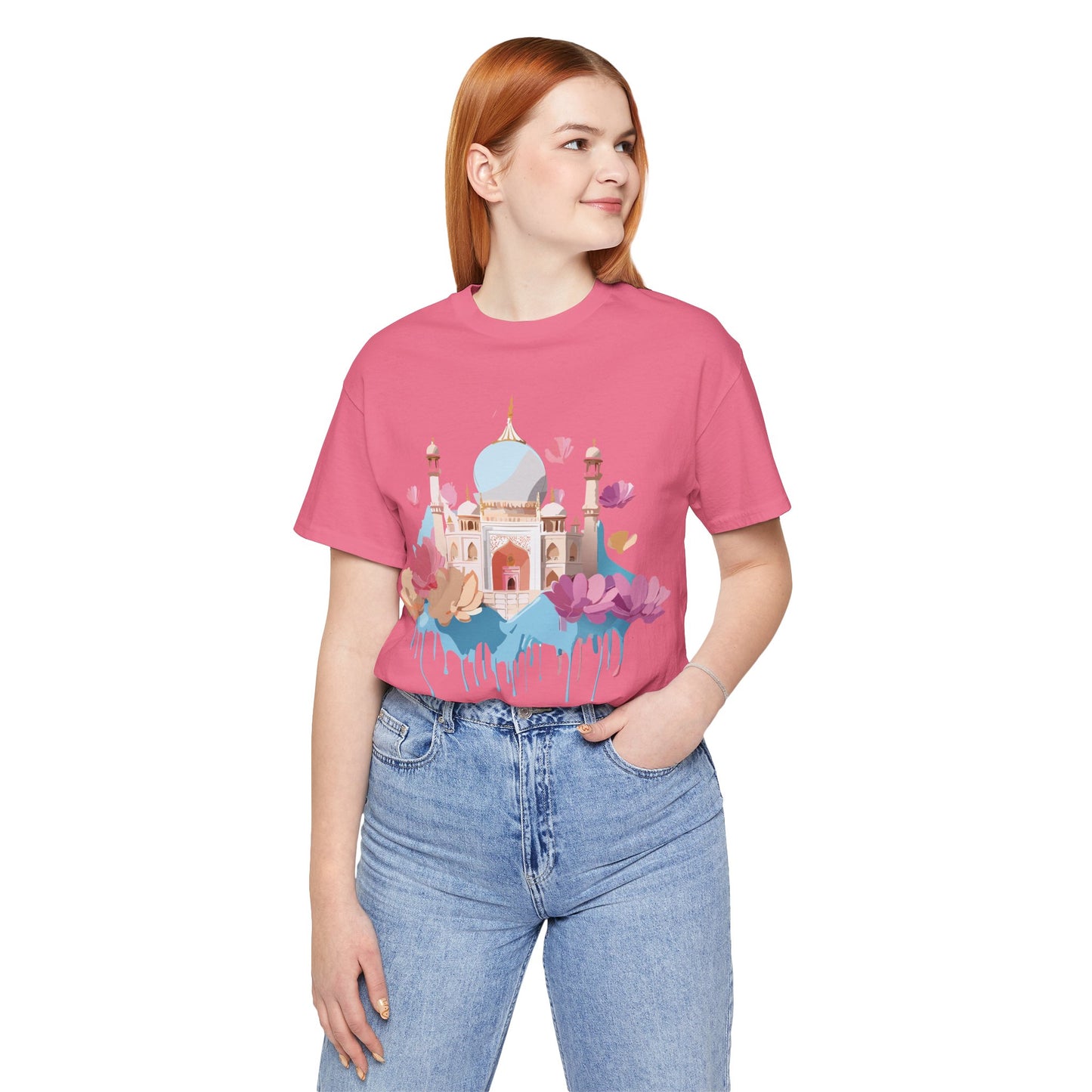 Natural Cotton Tee Shirt - Taj Mahal, India Printify