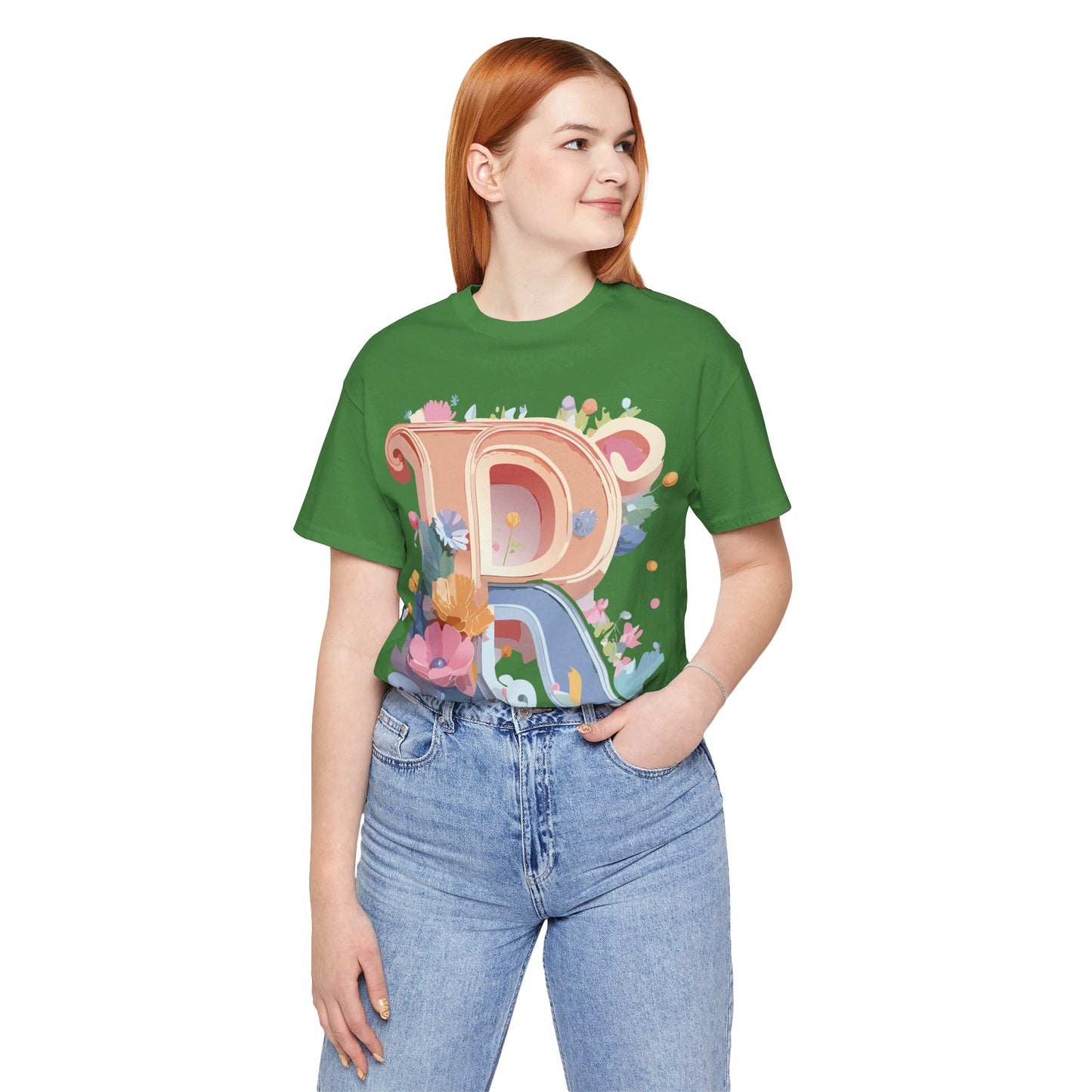 Natural Cotton Tee Shirt - Letters Collection - R Printify
