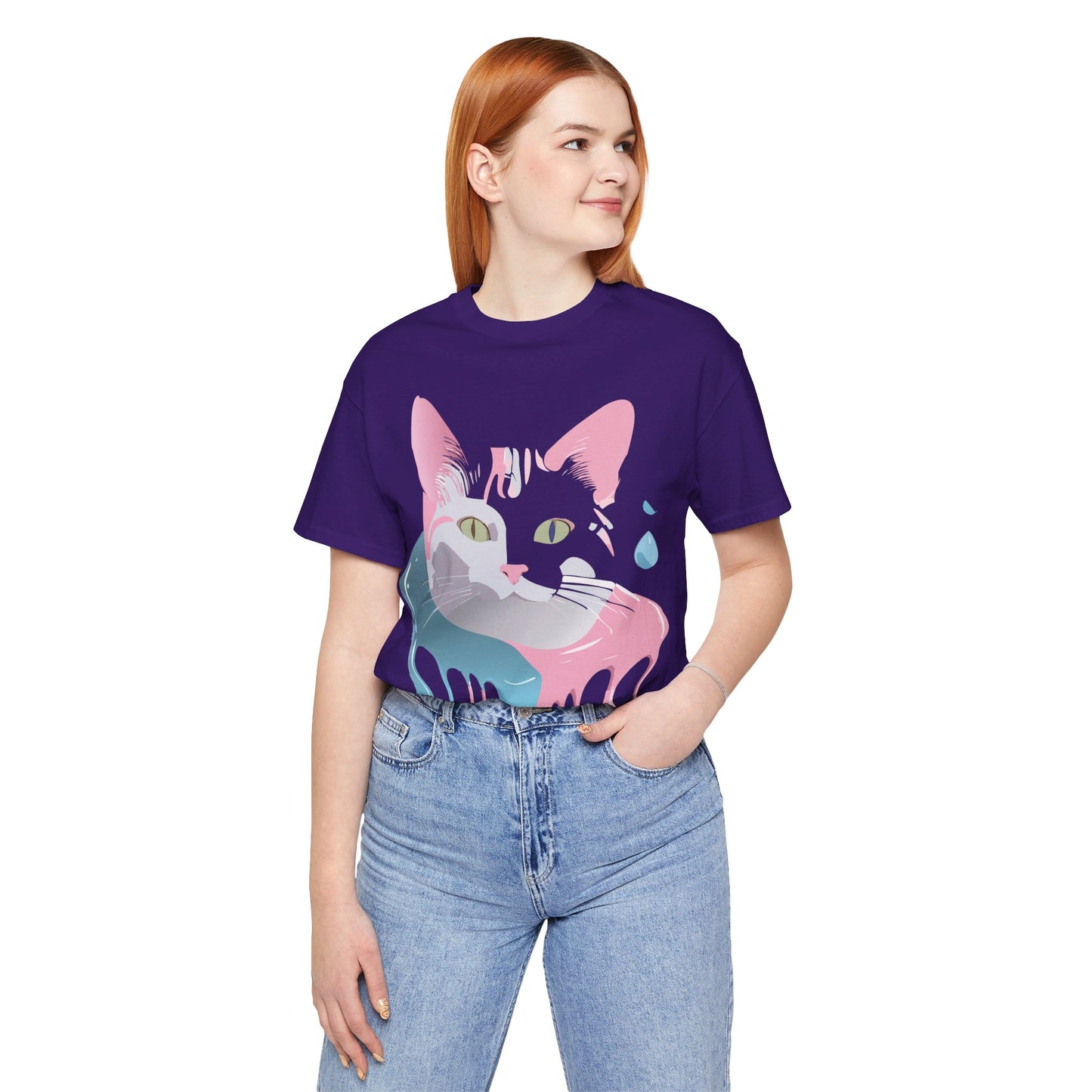 Natural Cotton Tee Shirt with Cat Printify