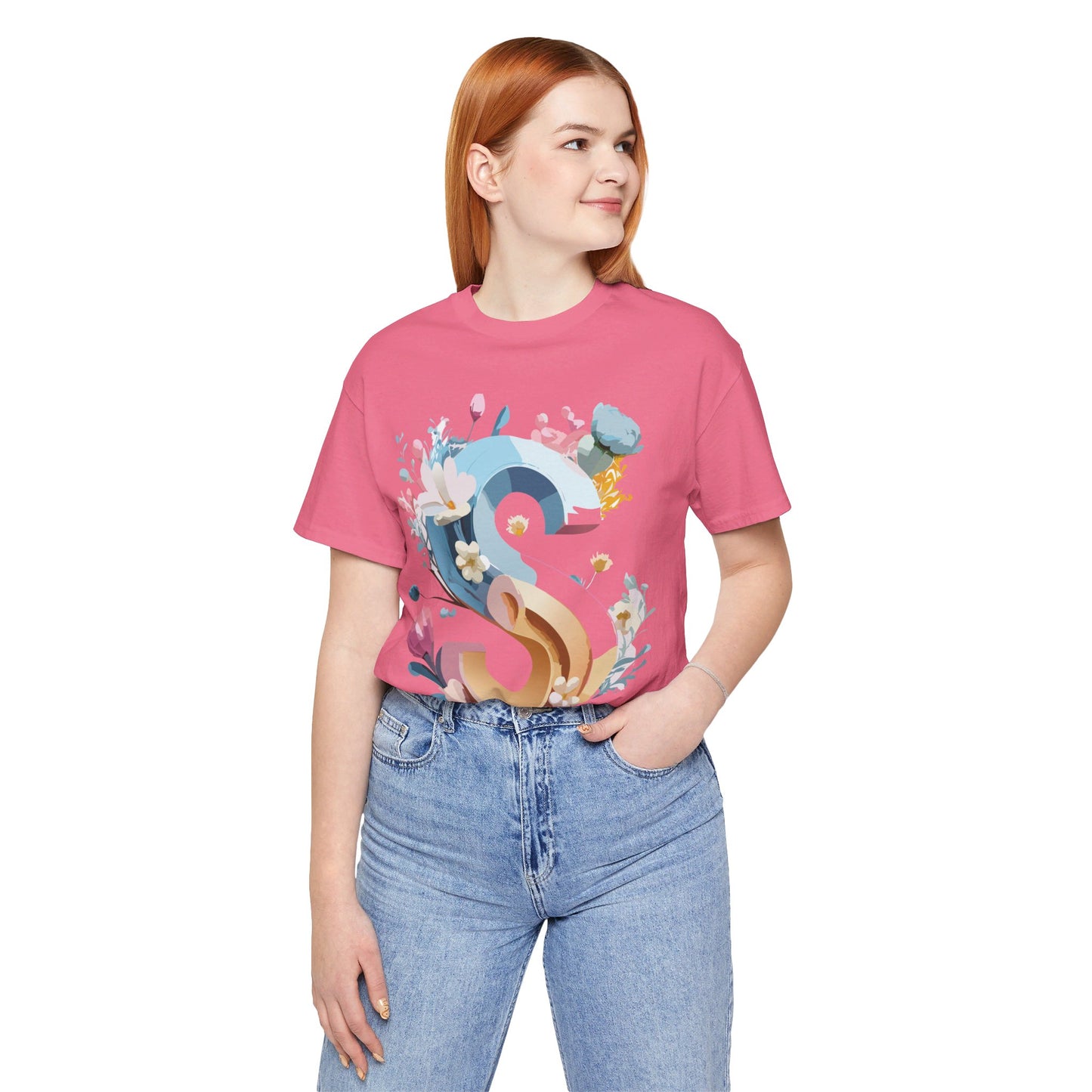 Natural Cotton Tee Shirt - Letters Collection - S Printify