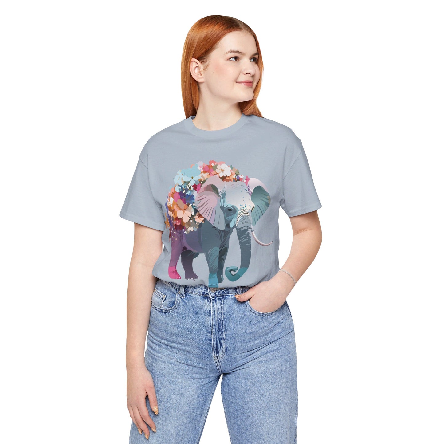Natural Cotton Tee Shirt with Elephant Printify