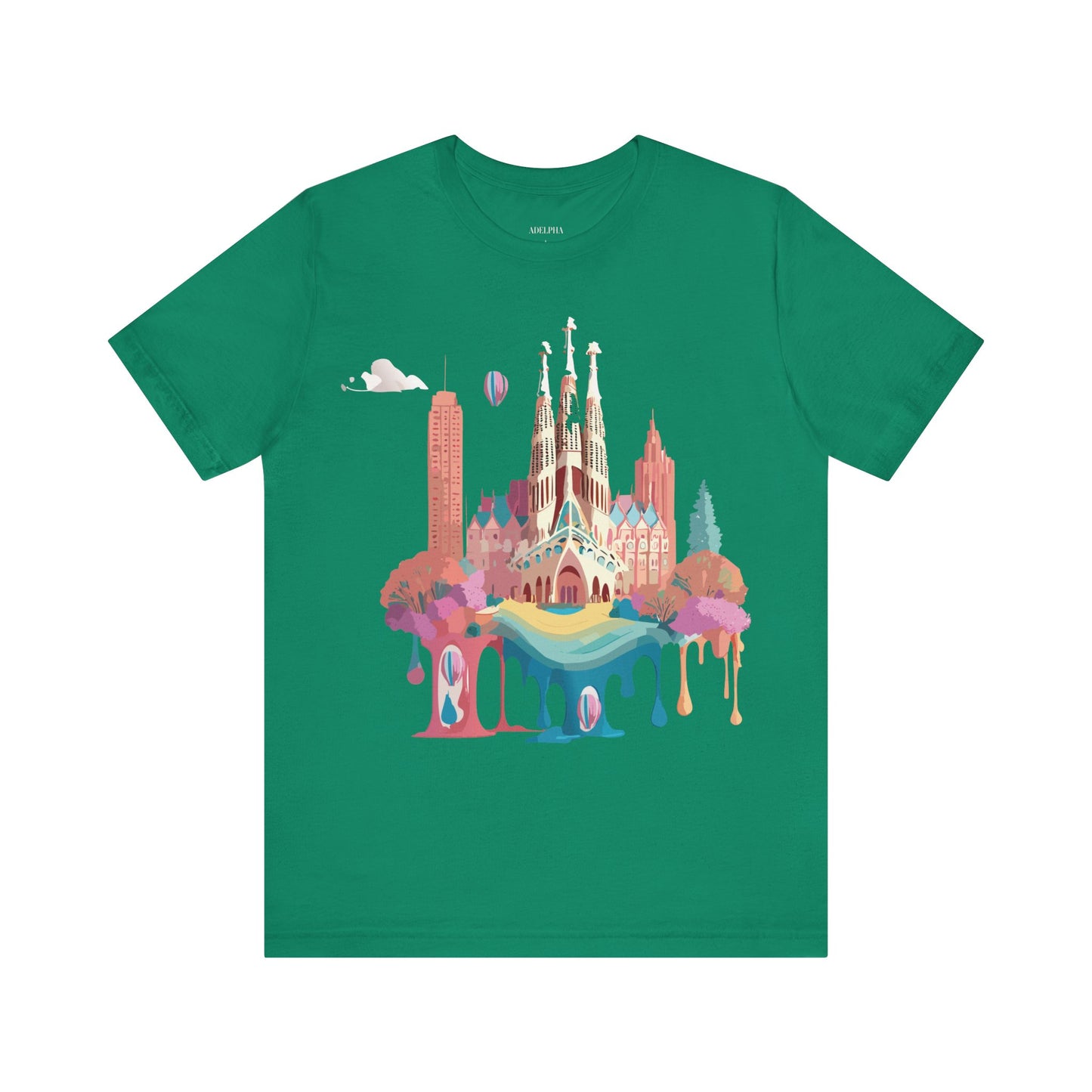 Natural Cotton Tee Shirt - Beautiful Places Collection - Barcelona Printify