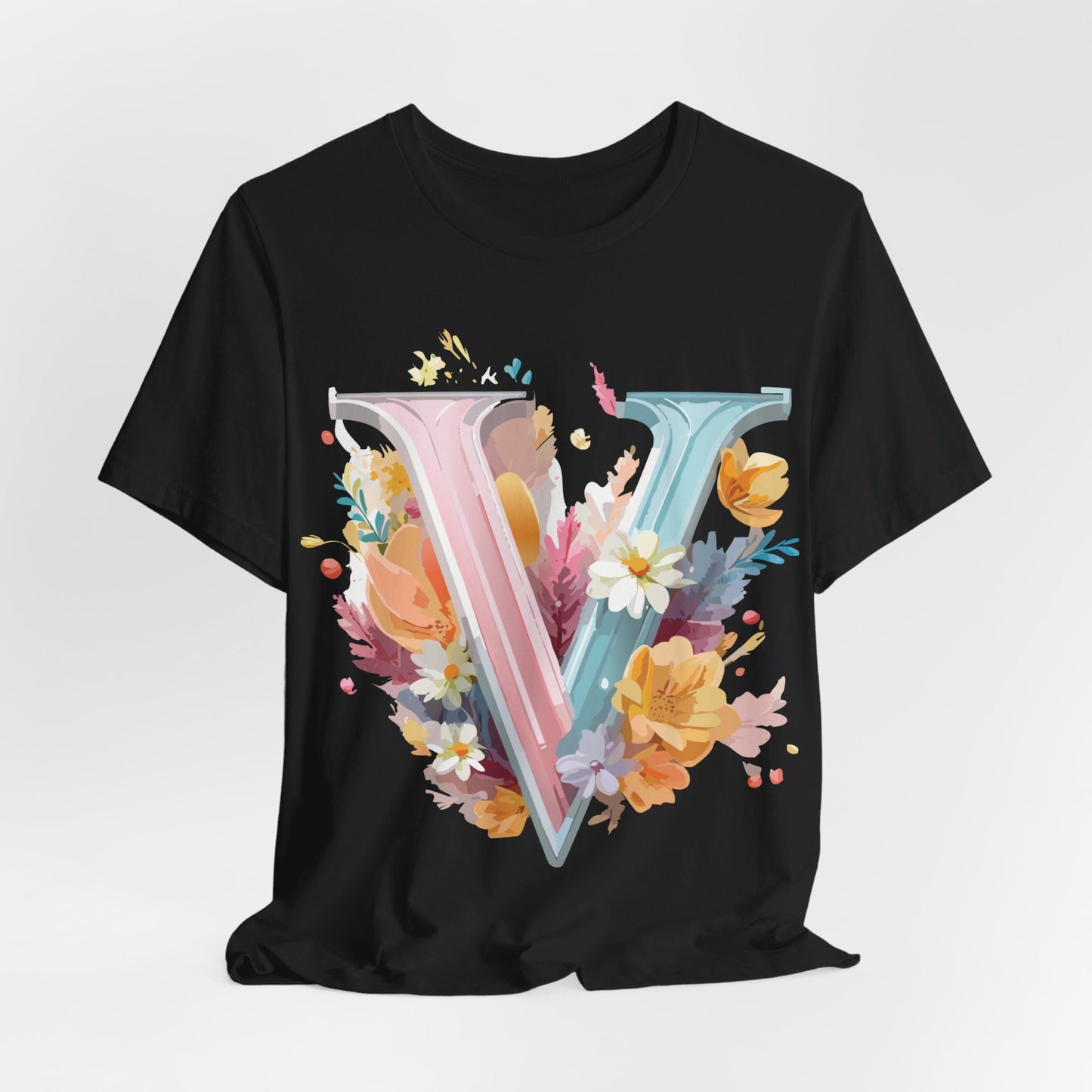 Natural Cotton Tee Shirt - Letters Collection - V Printify