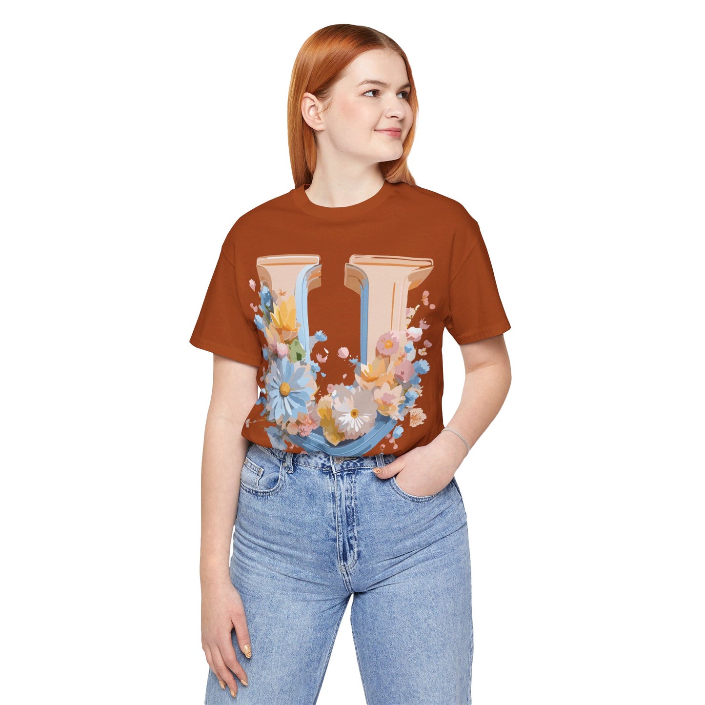 Natural Cotton Tee Shirt - Letters Collection - U Printify