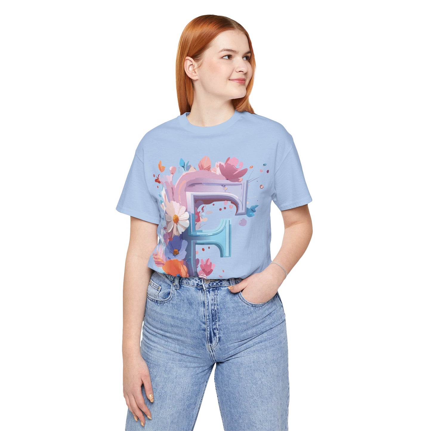 Natural Cotton Tee Shirt - Letters Collection - F Printify