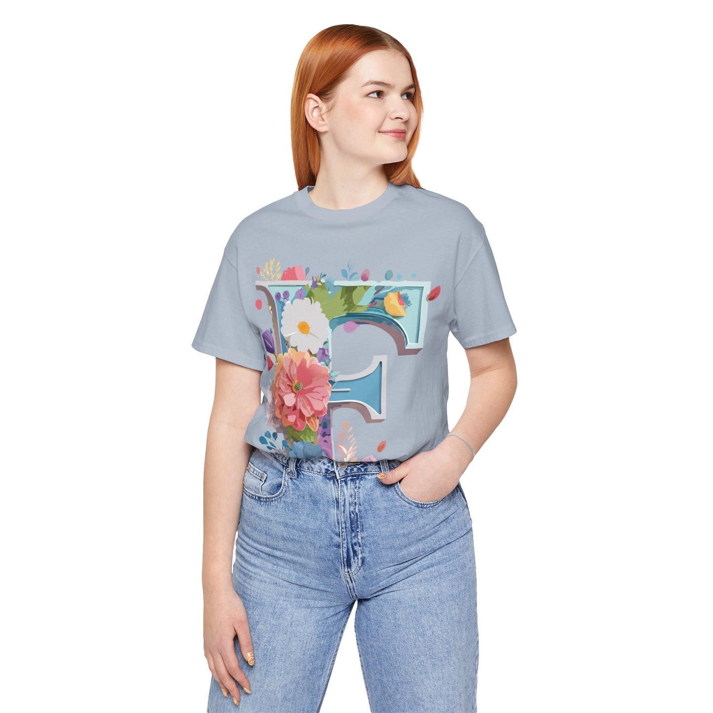 Natural Cotton Tee Shirt - Letters Collection - F Printify
