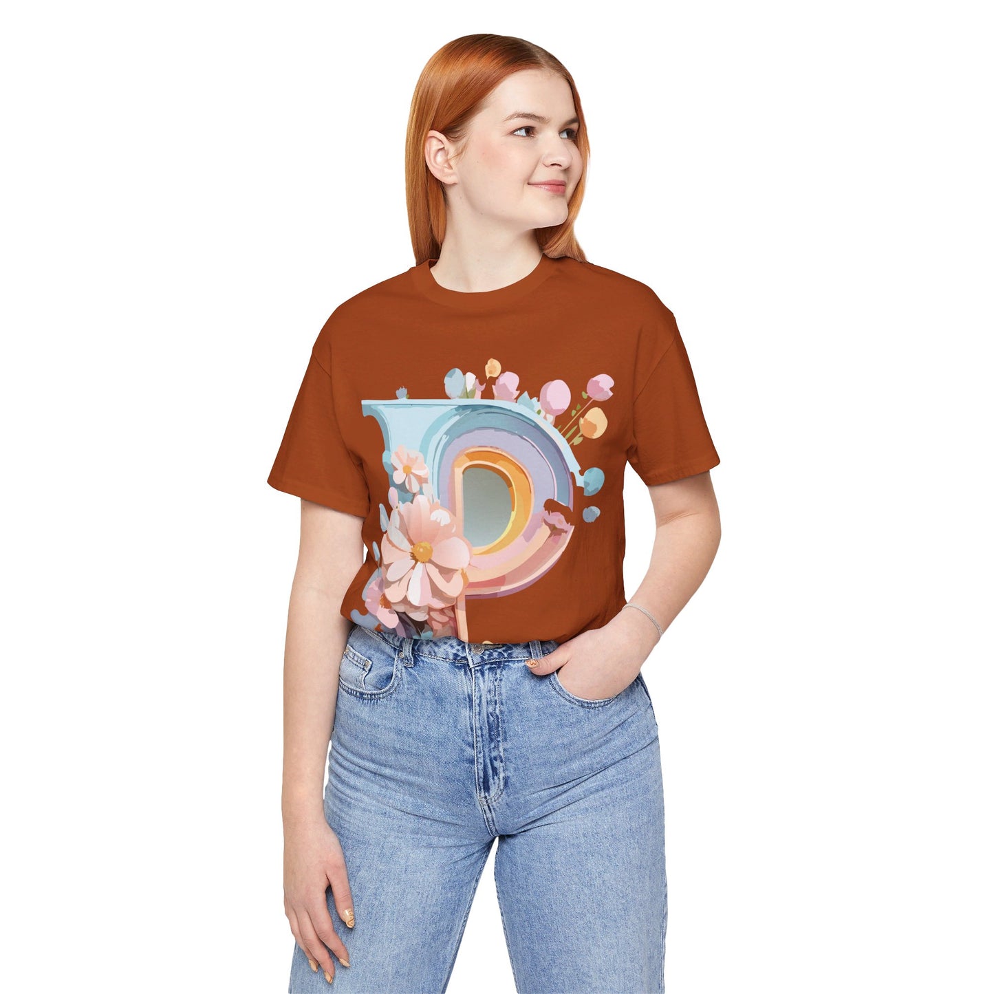 Natural Cotton Tee Shirt - Letters Collection - P Printify