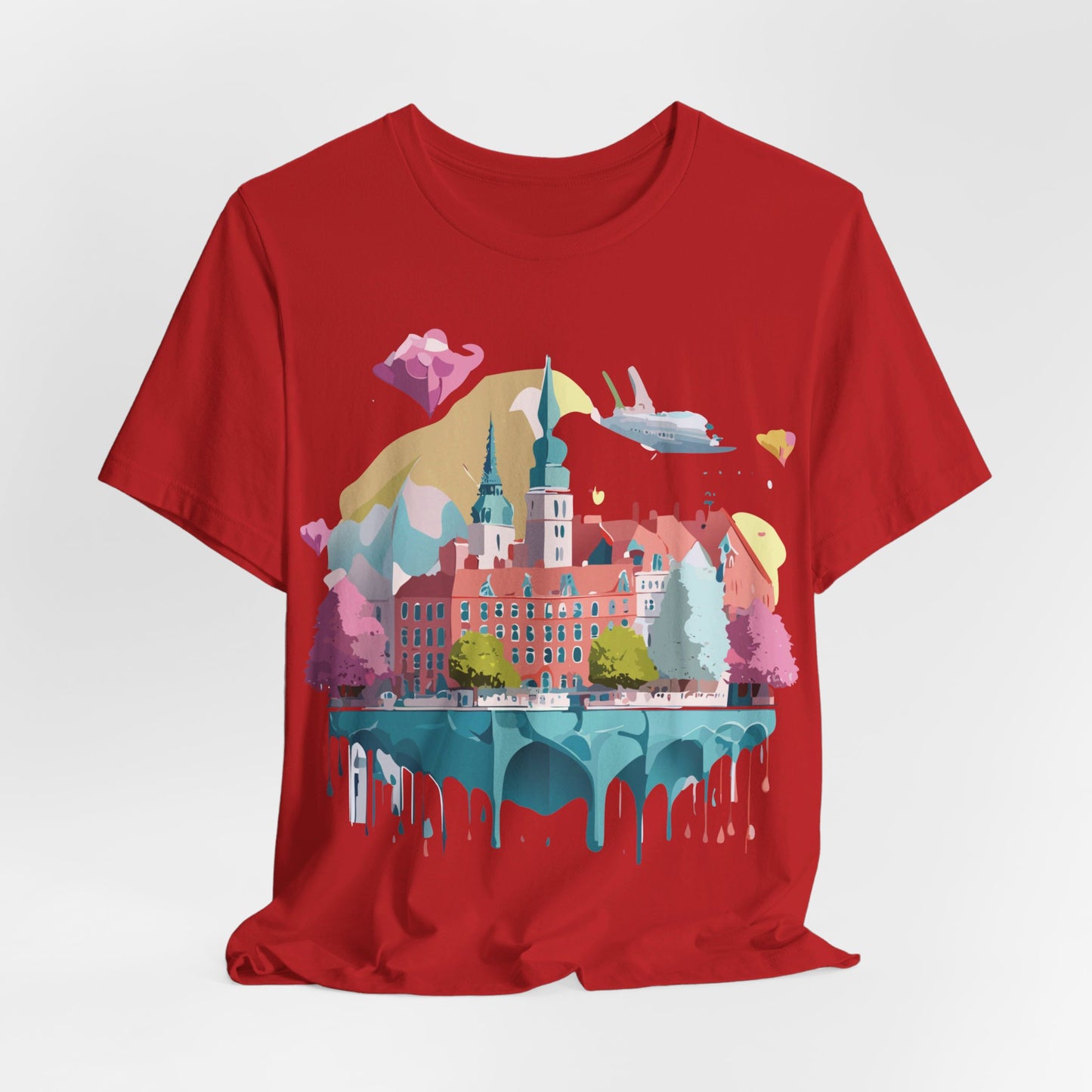 Natural Cotton Tee Shirt - Beautiful Places Collection - Warnemünde and Rostock - Germany Printify
