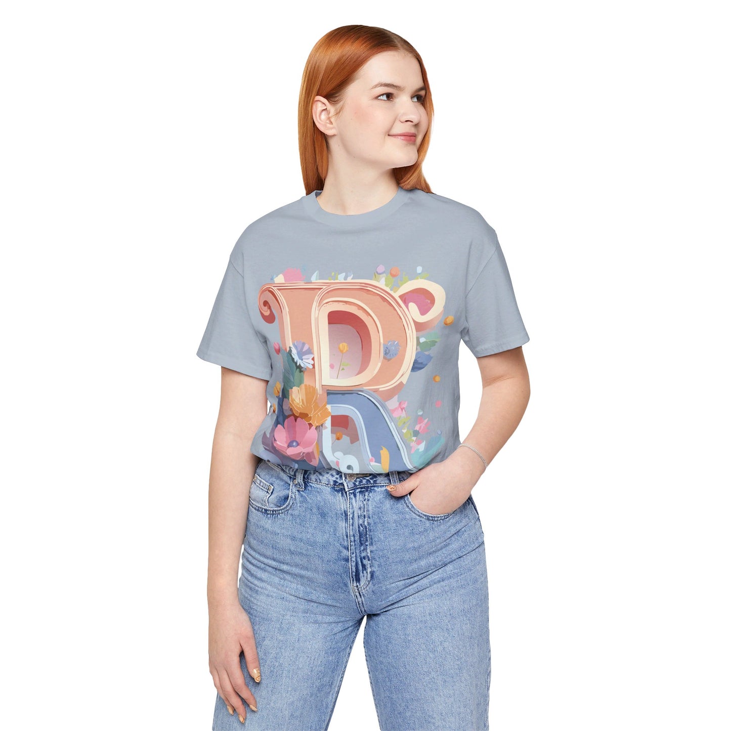 Natural Cotton Tee Shirt - Letters Collection - R Printify