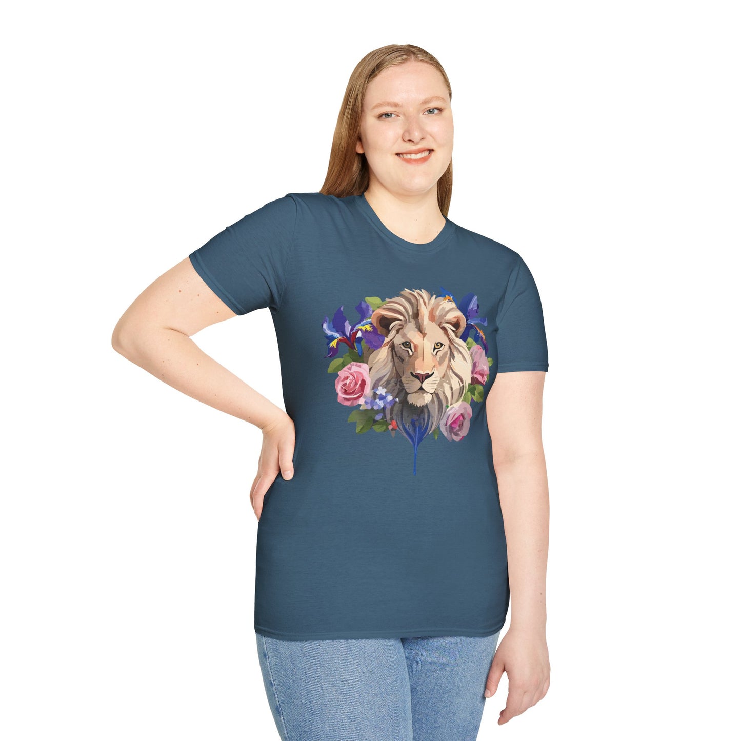 Lion Shirt, Shirt with Lion, Floral Lion Tee, Shirt with Animals