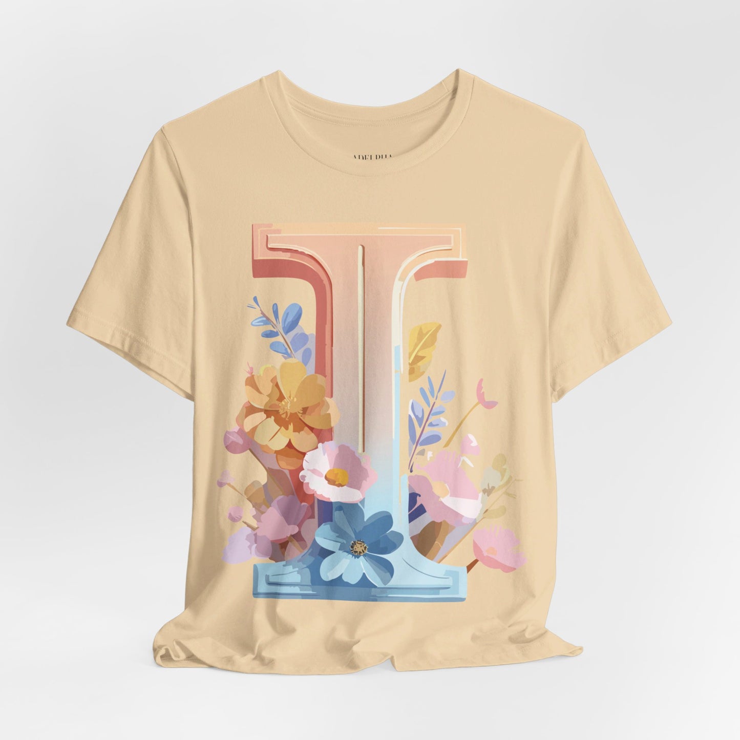 Natural Cotton Tee Shirt - Letters Collection - I Printify