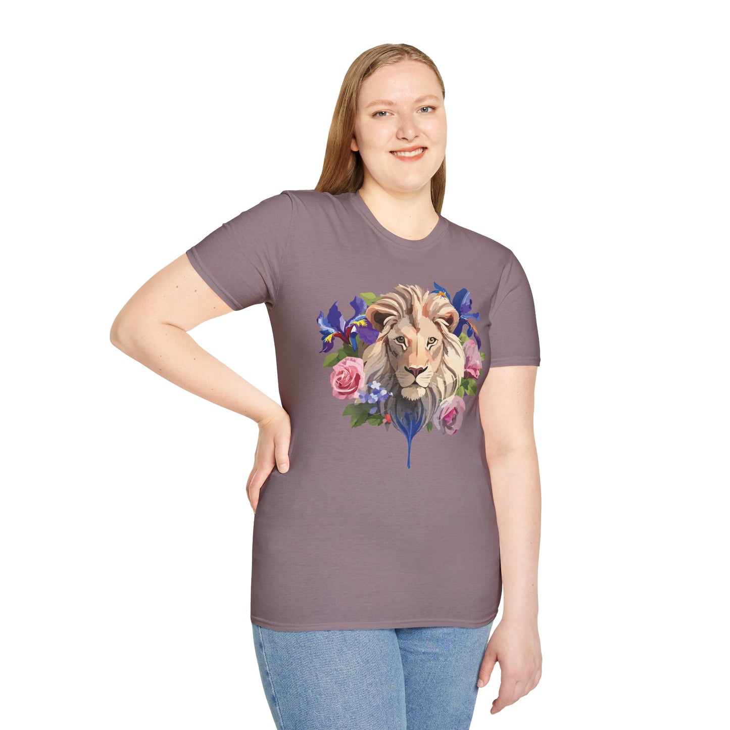 Lion Shirt, Shirt with Lion, Floral Lion Tee, Shirt with Animals