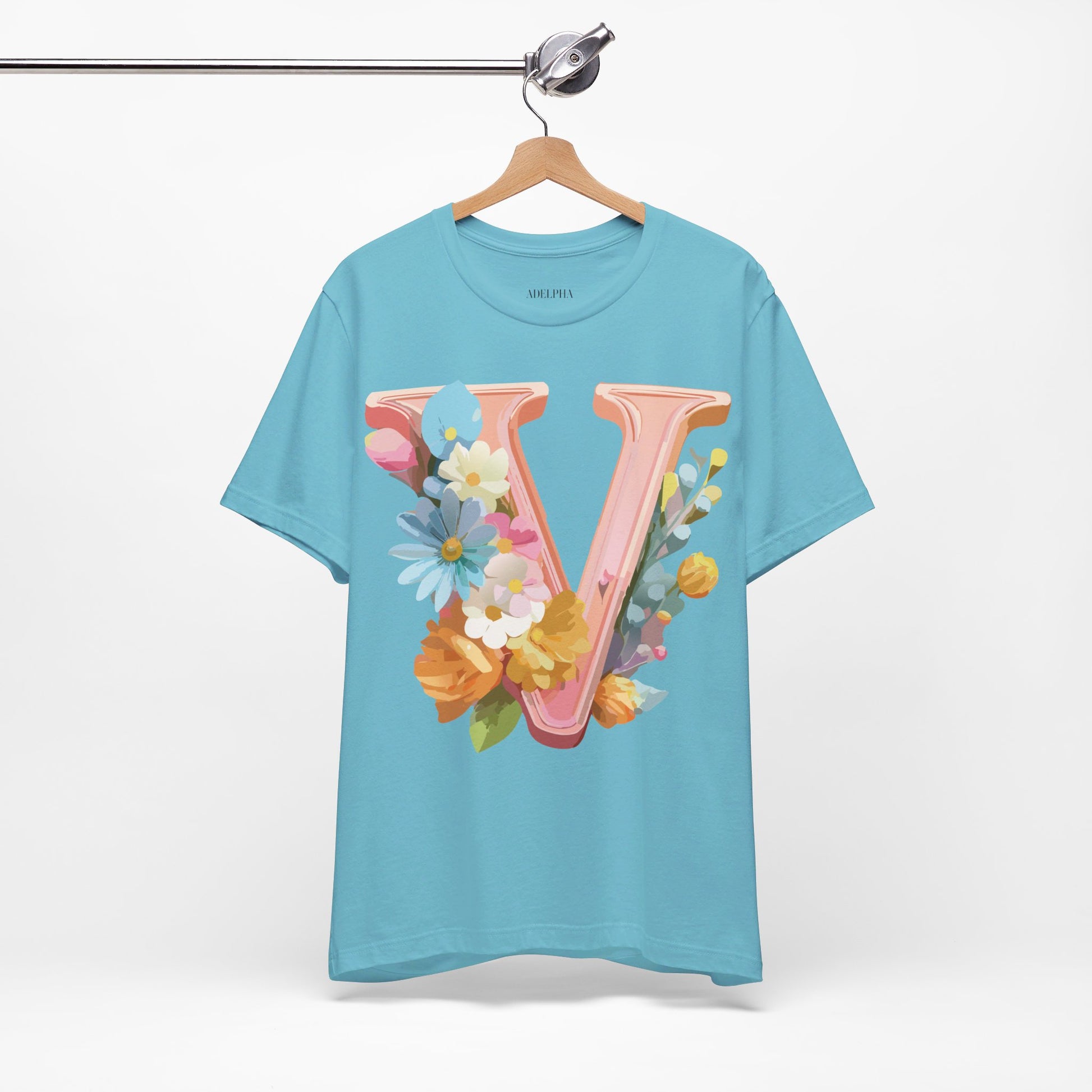 Natural Cotton Tee Shirt - Letters Collection - V Printify