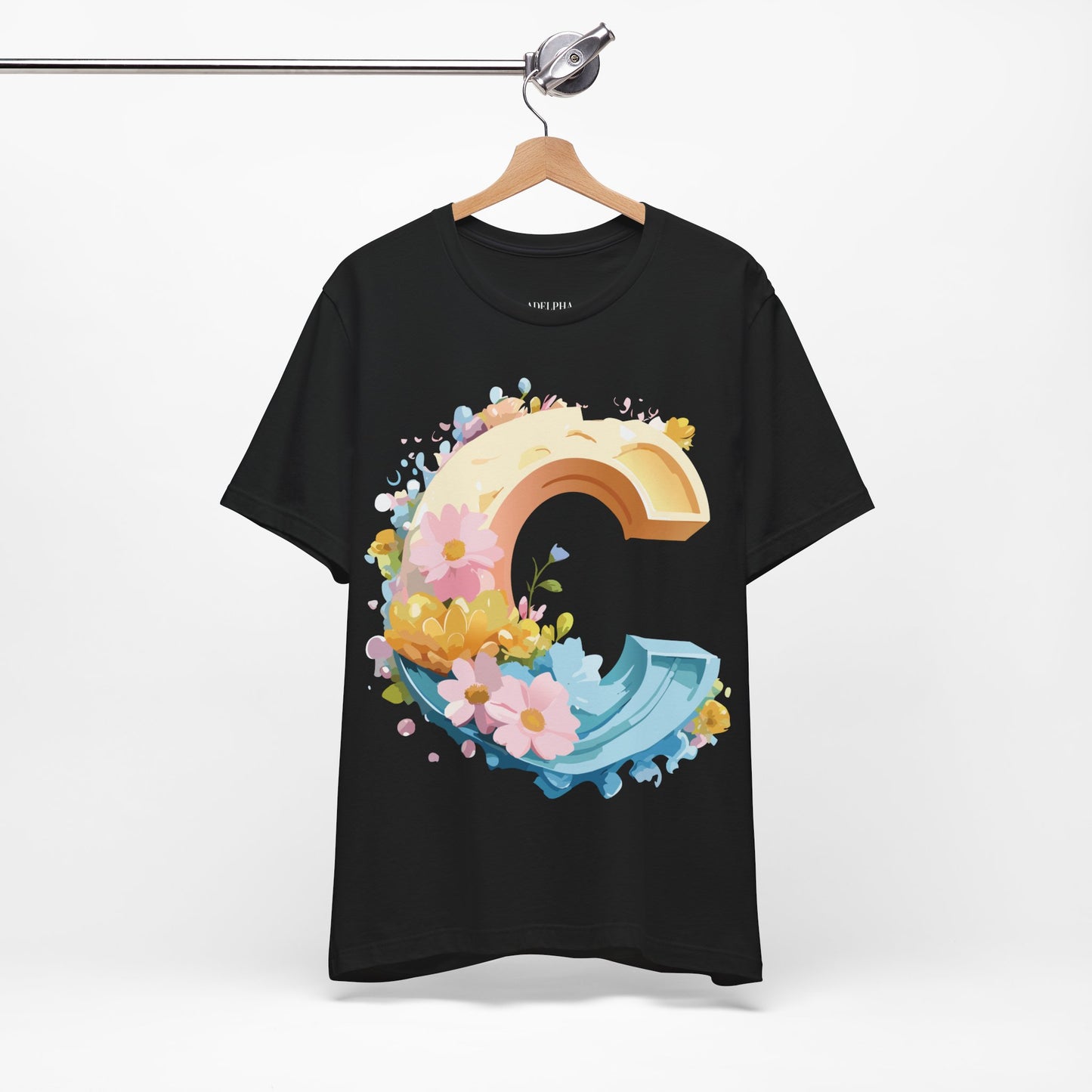 Natural Cotton Tee Shirt - Letters Collection - C Printify