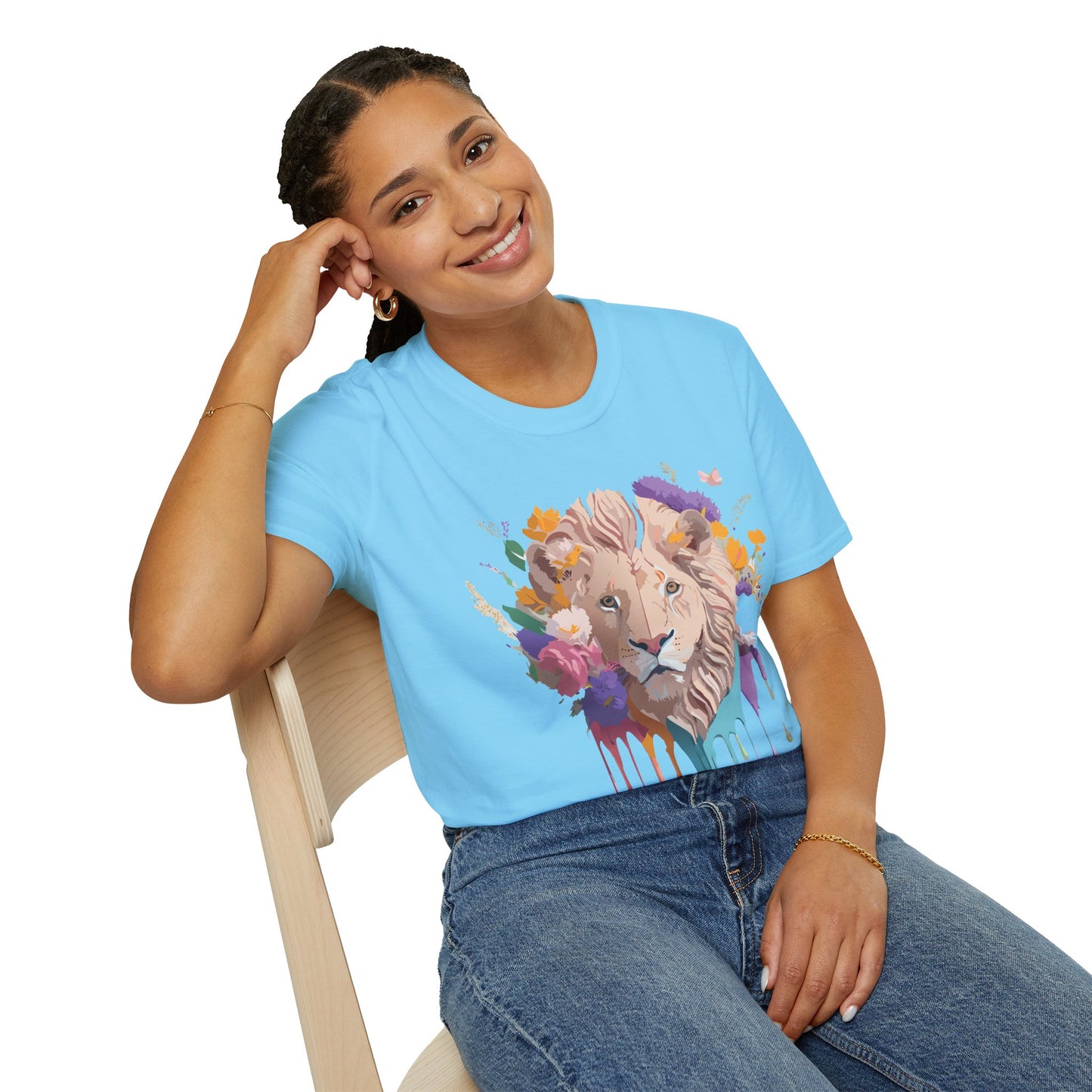 Lion Shirt, Shirt with Lion, Floral Lion Tee, Shirt with Animals
