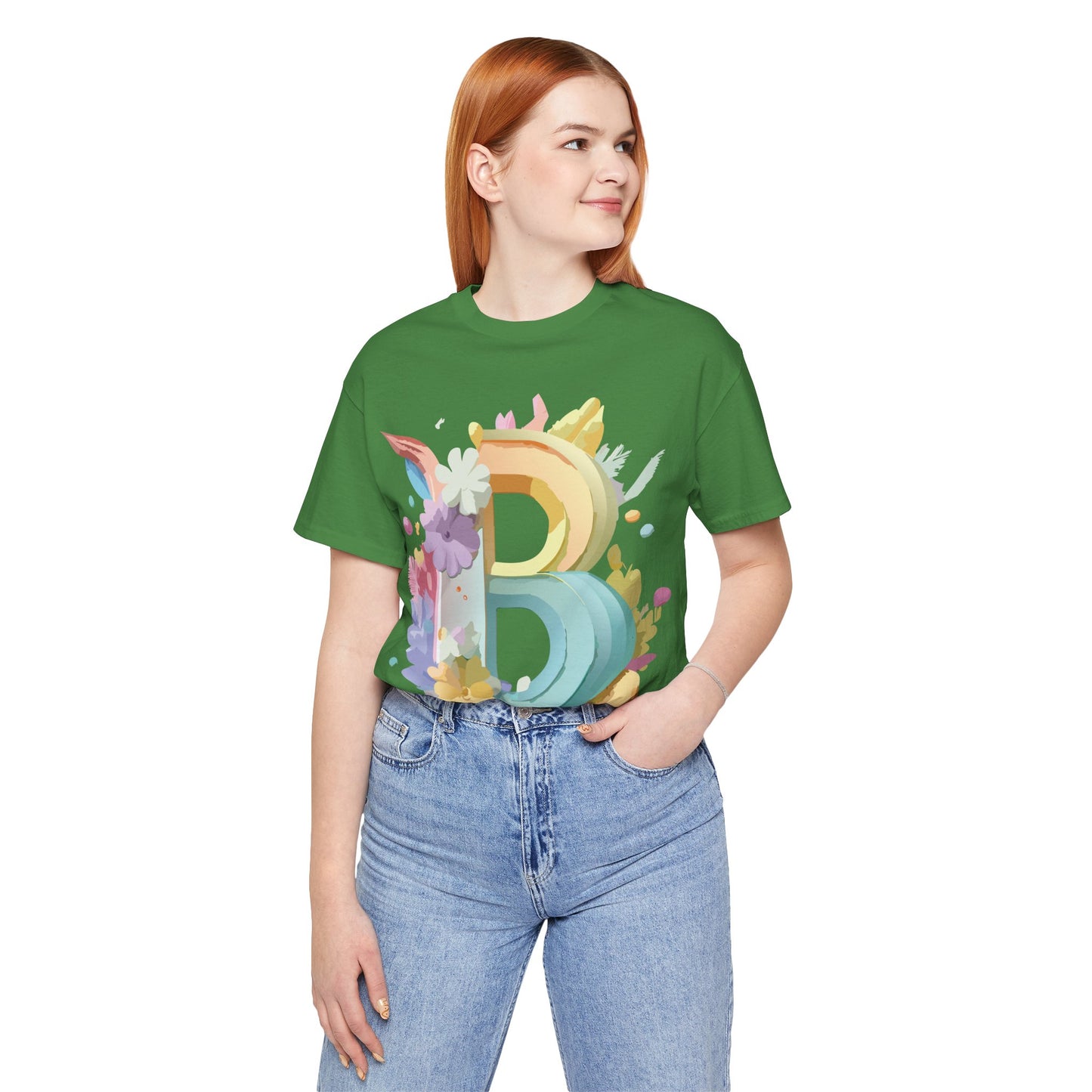 Natural Cotton Tee Shirt - Letters Collection - B Printify