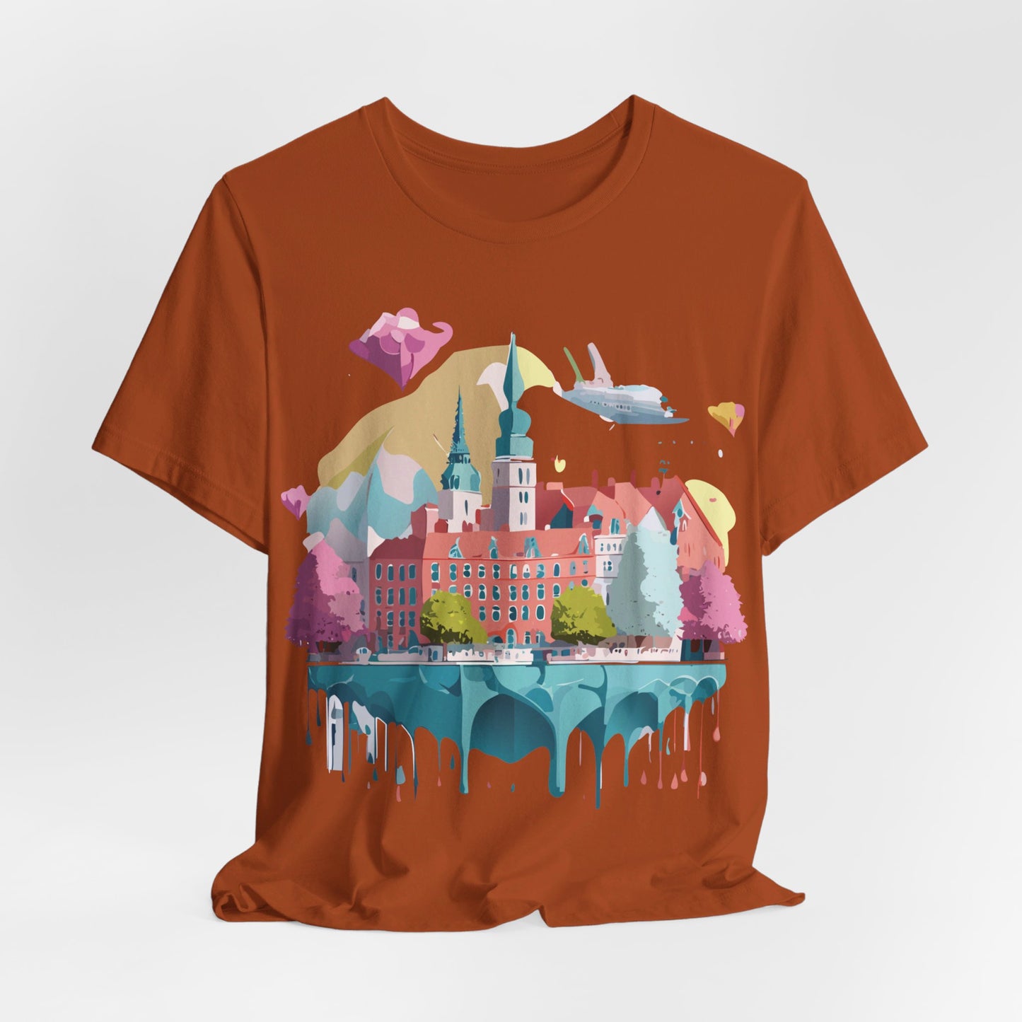 Natural Cotton Tee Shirt - Beautiful Places Collection - Warnemünde and Rostock - Germany Printify