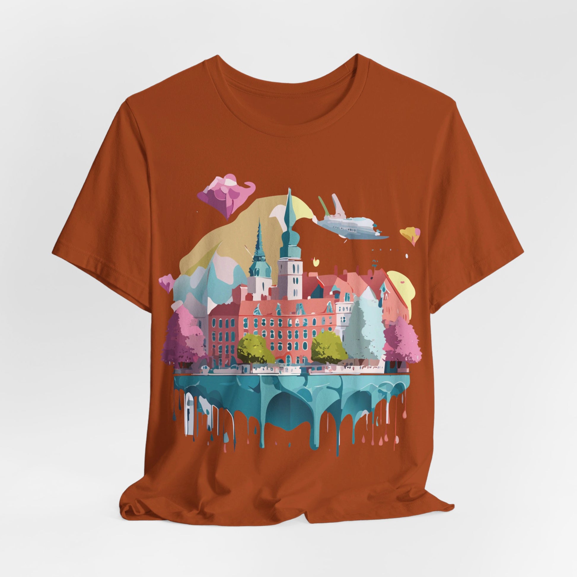 Natural Cotton Tee Shirt - Beautiful Places Collection - Warnemünde and Rostock - Germany Printify