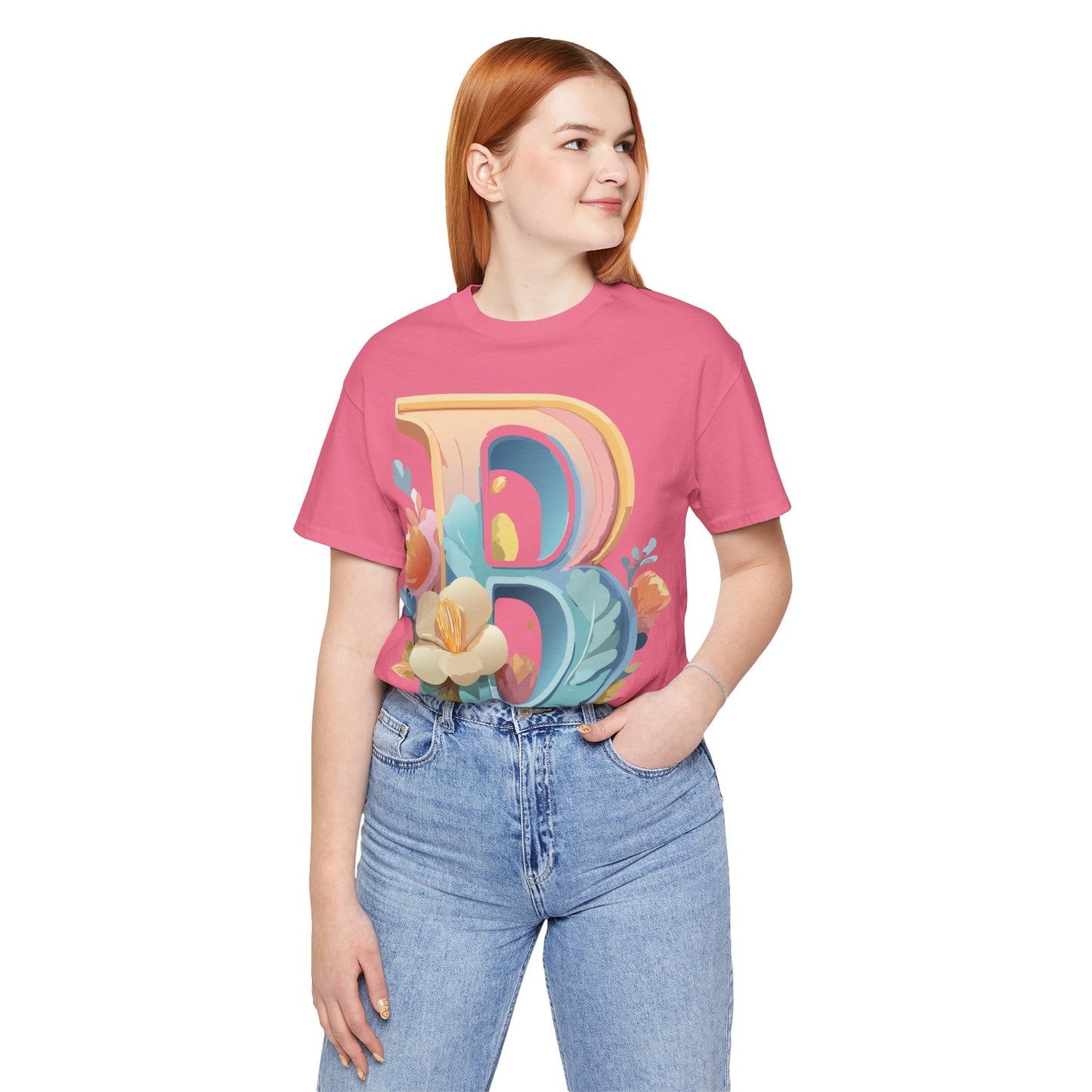 Natural Cotton Tee Shirt - Letters Collection - B Printify