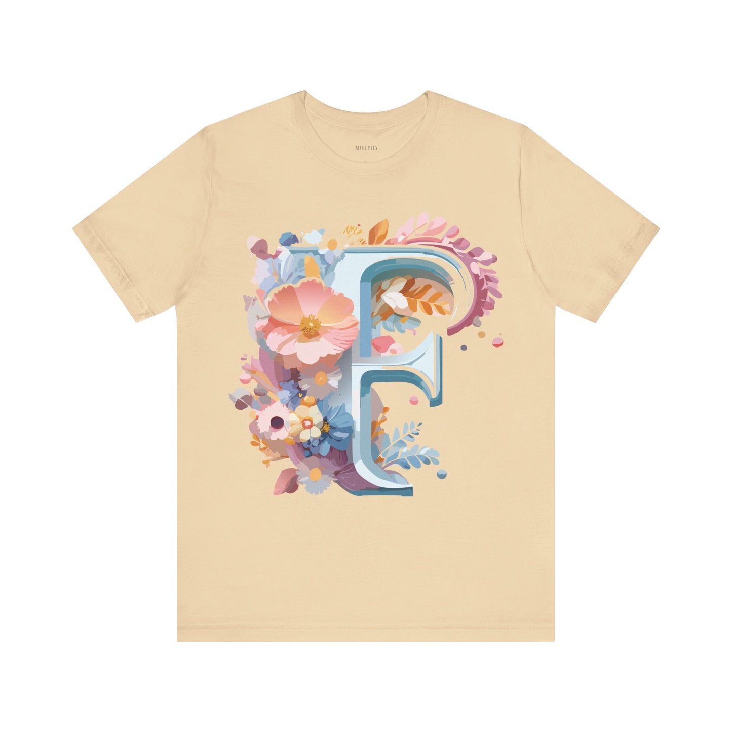 Natural Cotton Tee Shirt - Letters Collection - F Printify