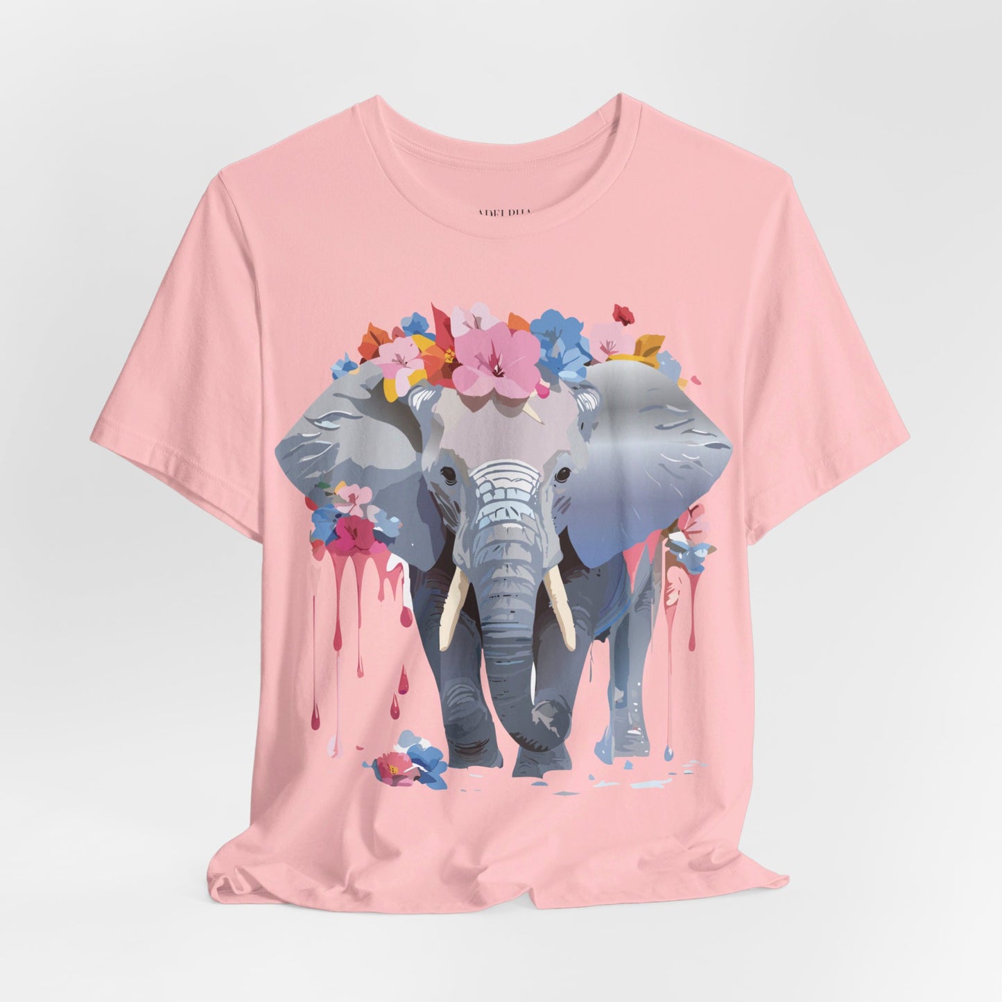 Natural Cotton Tee Shirt with Elephant Printify
