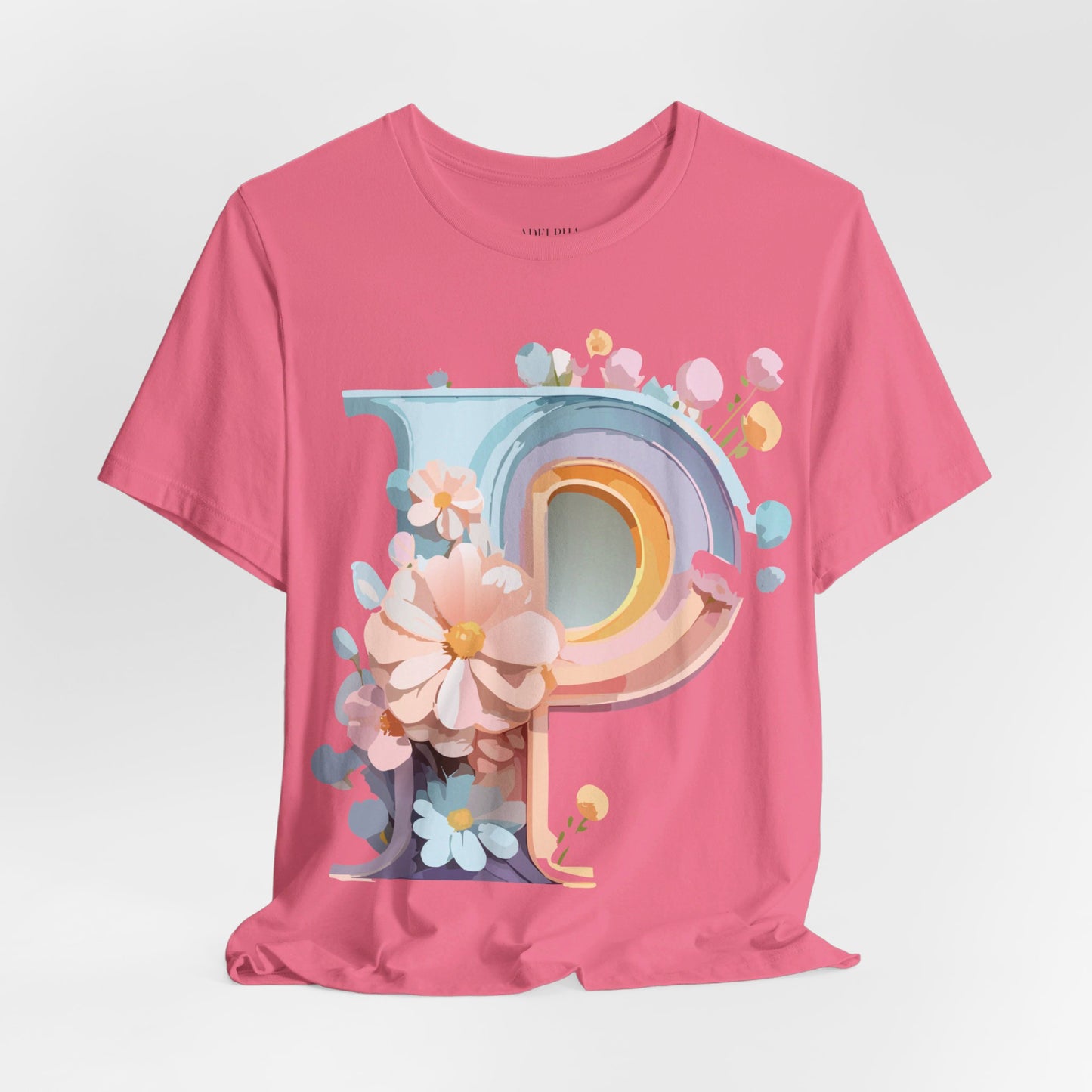 Natural Cotton Tee Shirt - Letters Collection - P Printify
