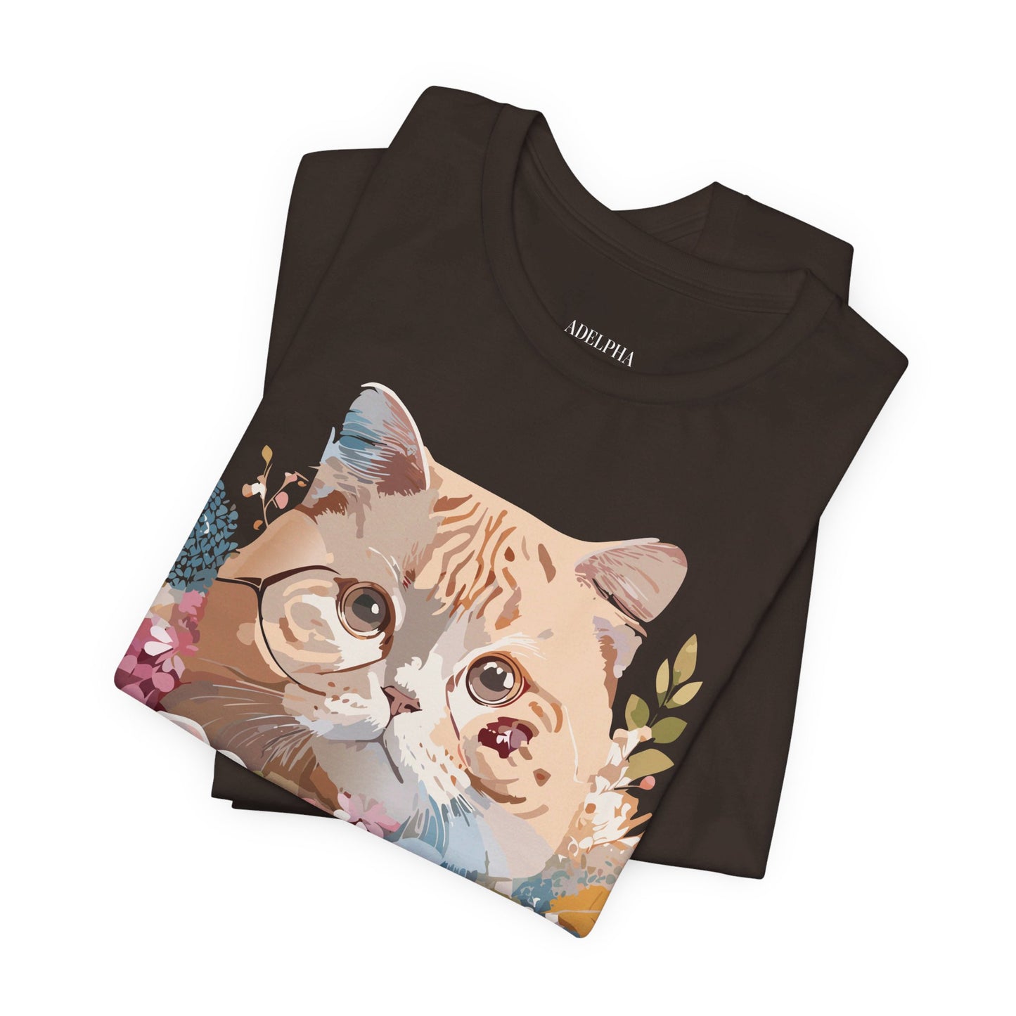 Natural Cotton Tee Shirt with Cat Printify