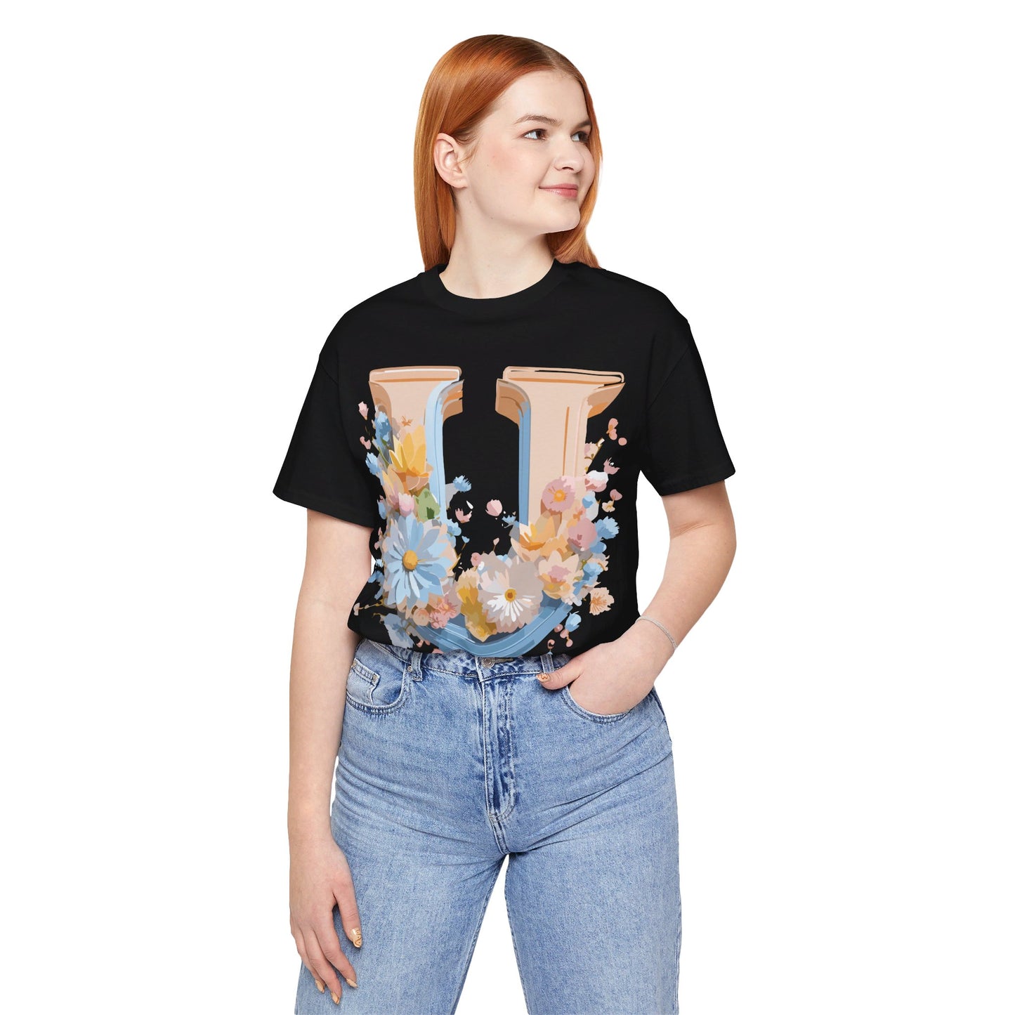 Natural Cotton Tee Shirt - Letters Collection - U Printify