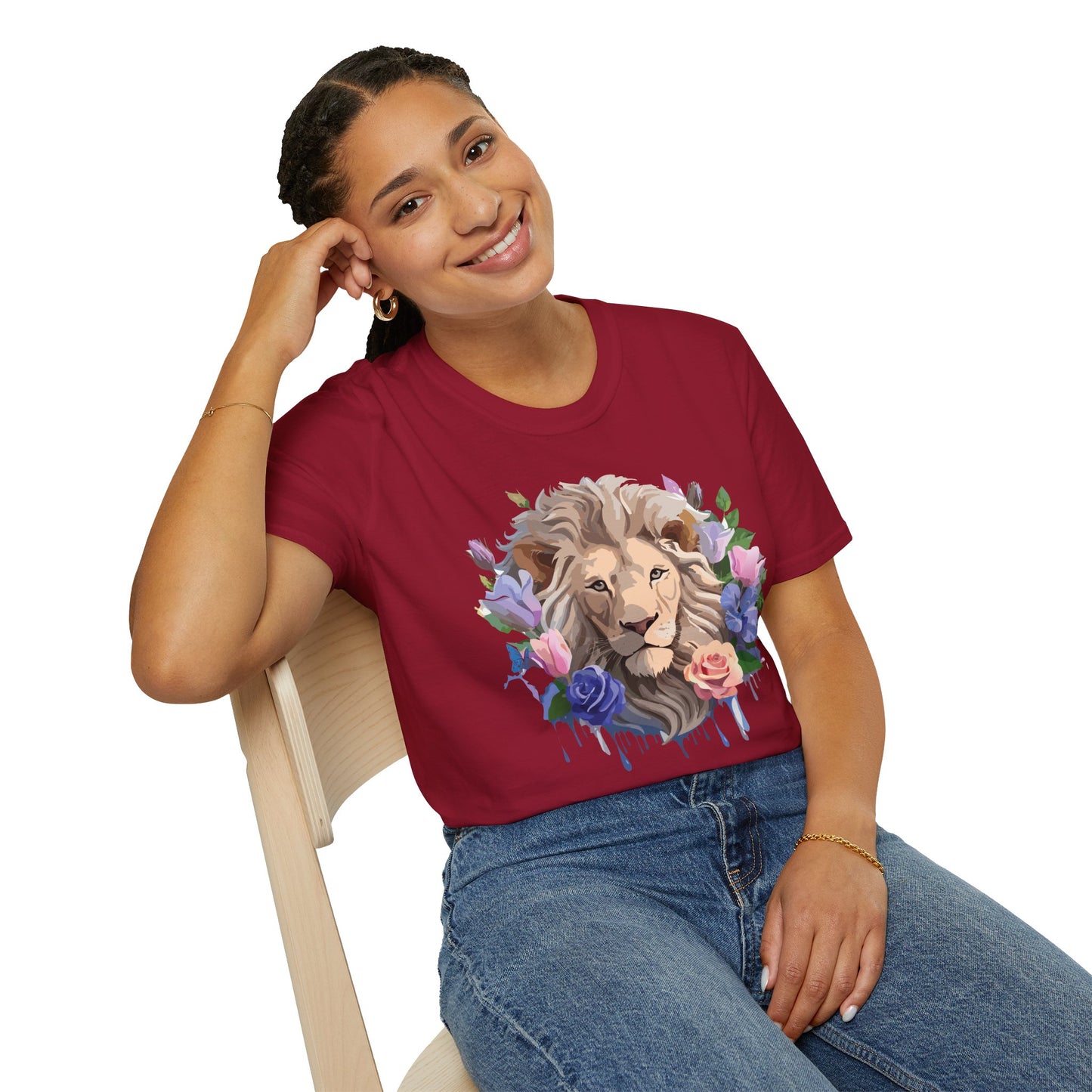 Lion Shirt, Shirt with Lion, Floral Lion Tee, Shirt with Animals