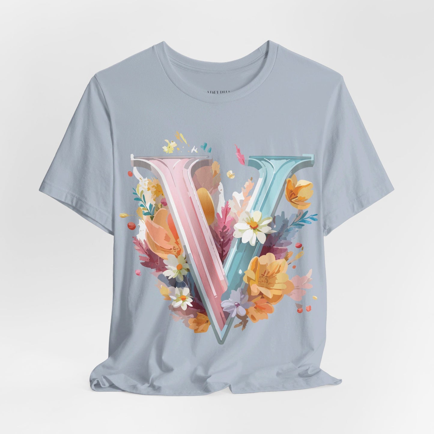 Natural Cotton Tee Shirt - Letters Collection - V Printify