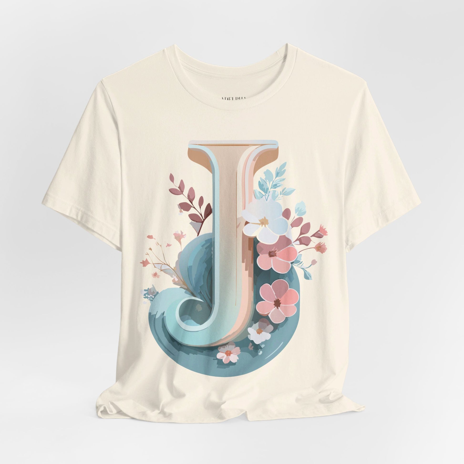 Natural Cotton Tee Shirt - Letters Collection - J Printify