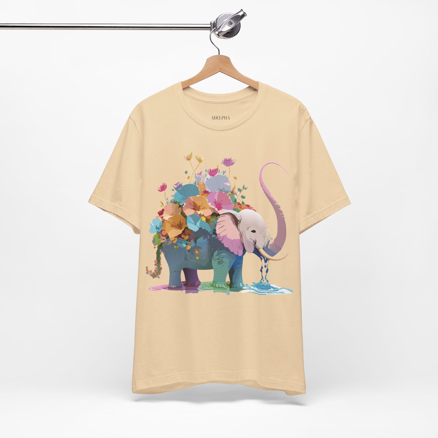 Natural Cotton Tee Shirt with Elephant Printify