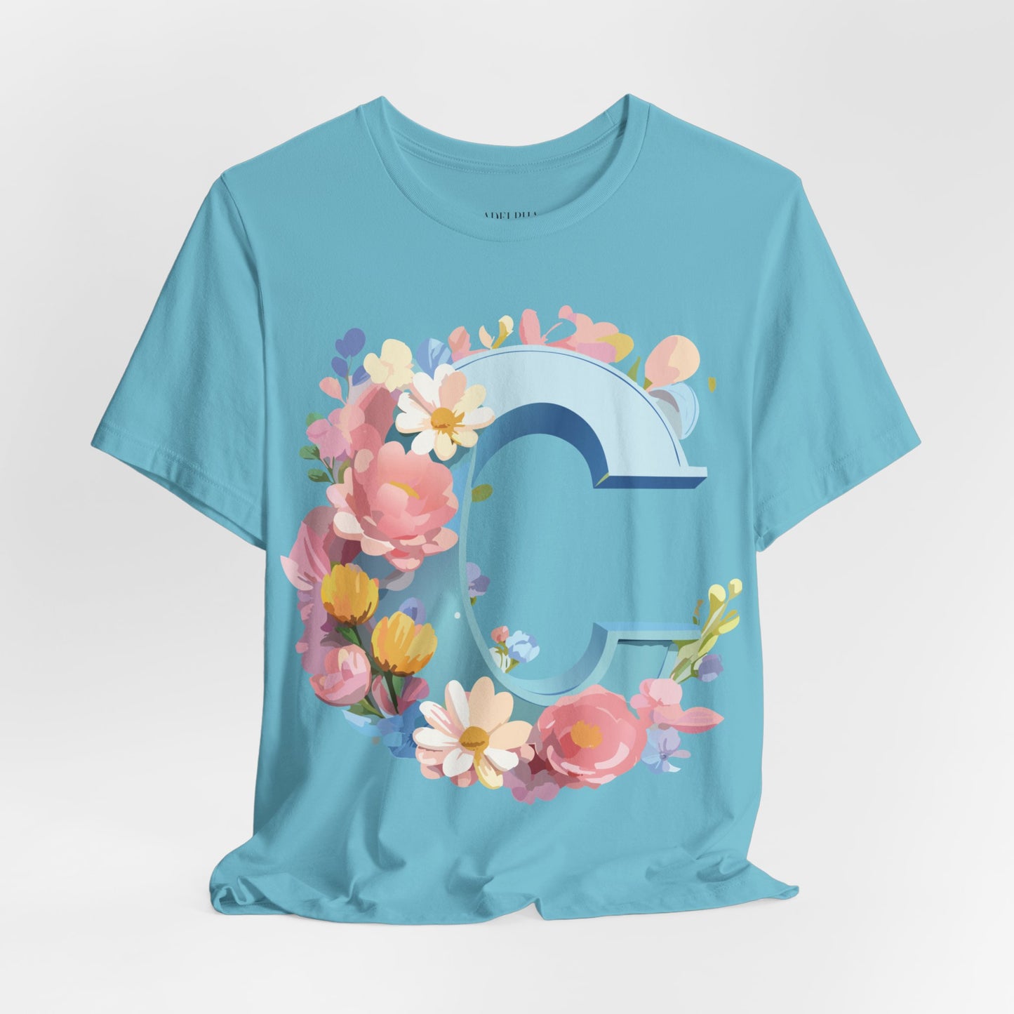 Natural Cotton Tee Shirt - Letters Collection - C Printify