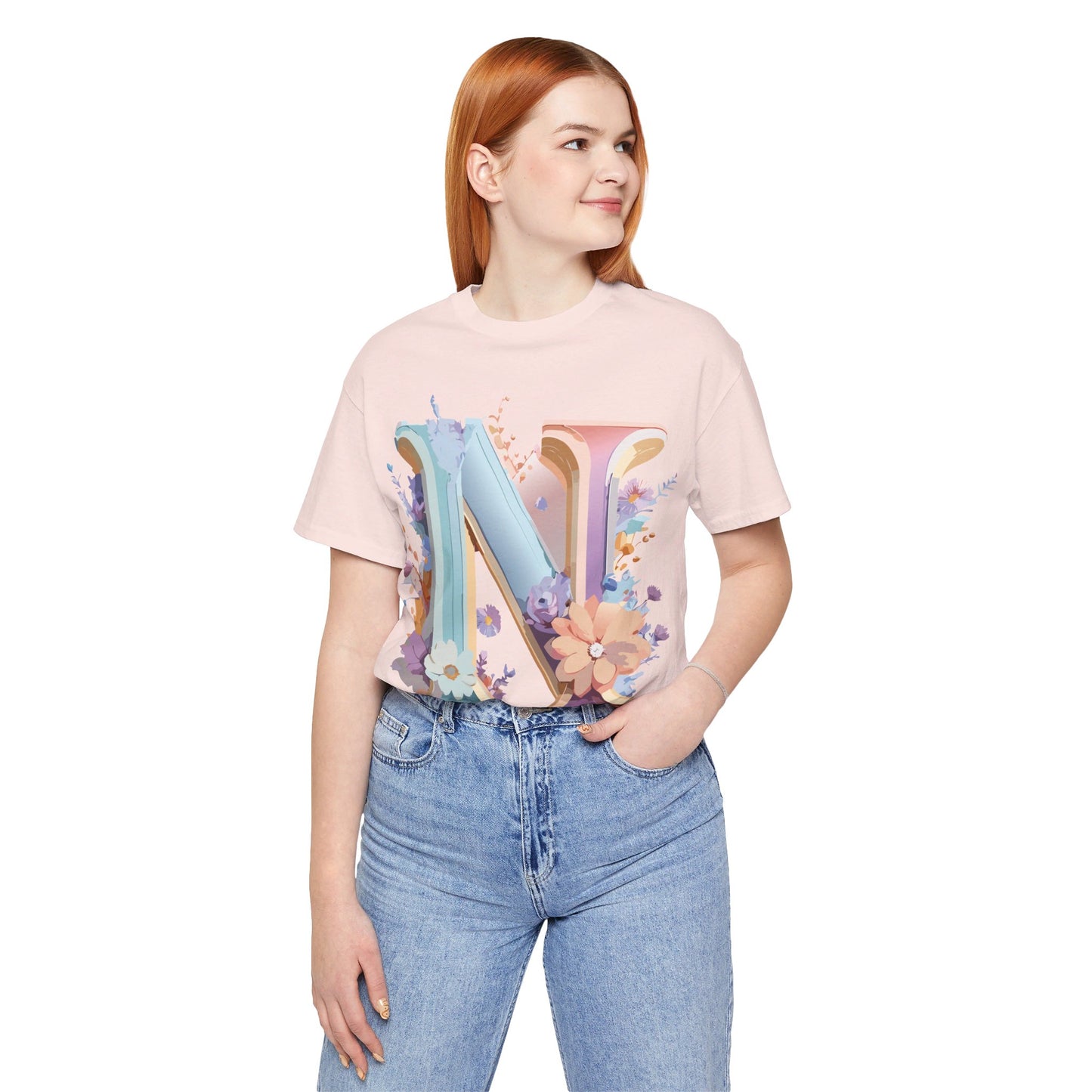 Natural Cotton Tee Shirt - Letters Collection - N Printify