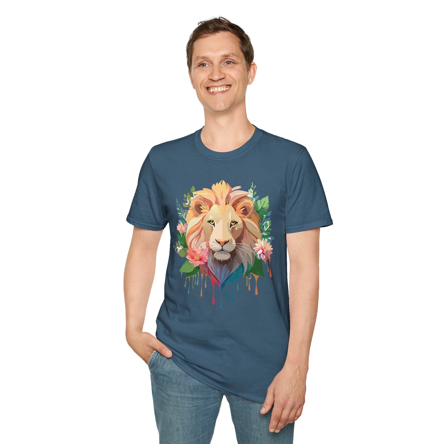 Lion Shirt, Shirt with Lion, Floral Lion Tee, Shirt with Animals
