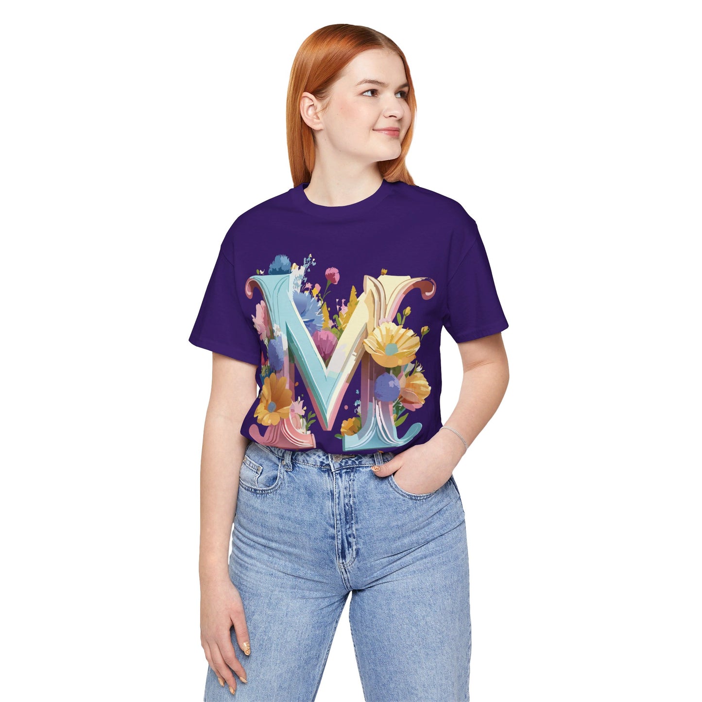 Natural Cotton Tee Shirt - Letters Collection - M Printify