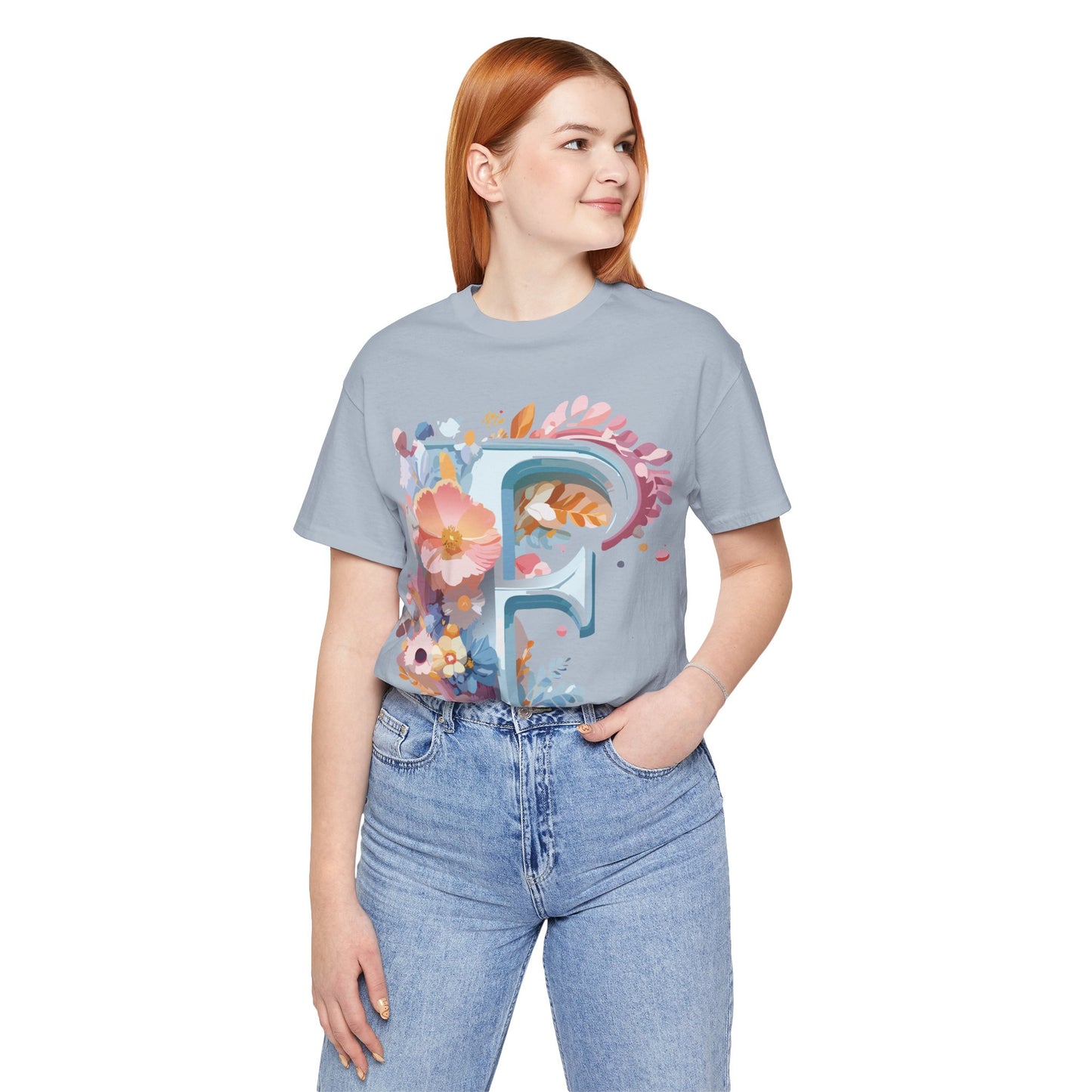 Natural Cotton Tee Shirt - Letters Collection - F Printify