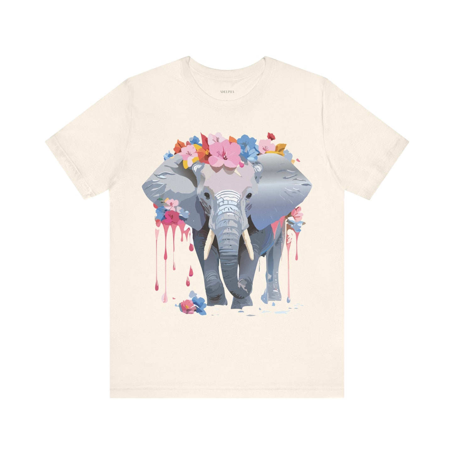 Natural Cotton Tee Shirt with Elephant Printify