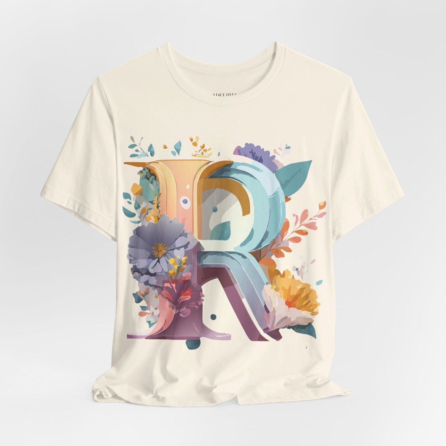Natural Cotton Tee Shirt - Letters Collection - R Printify