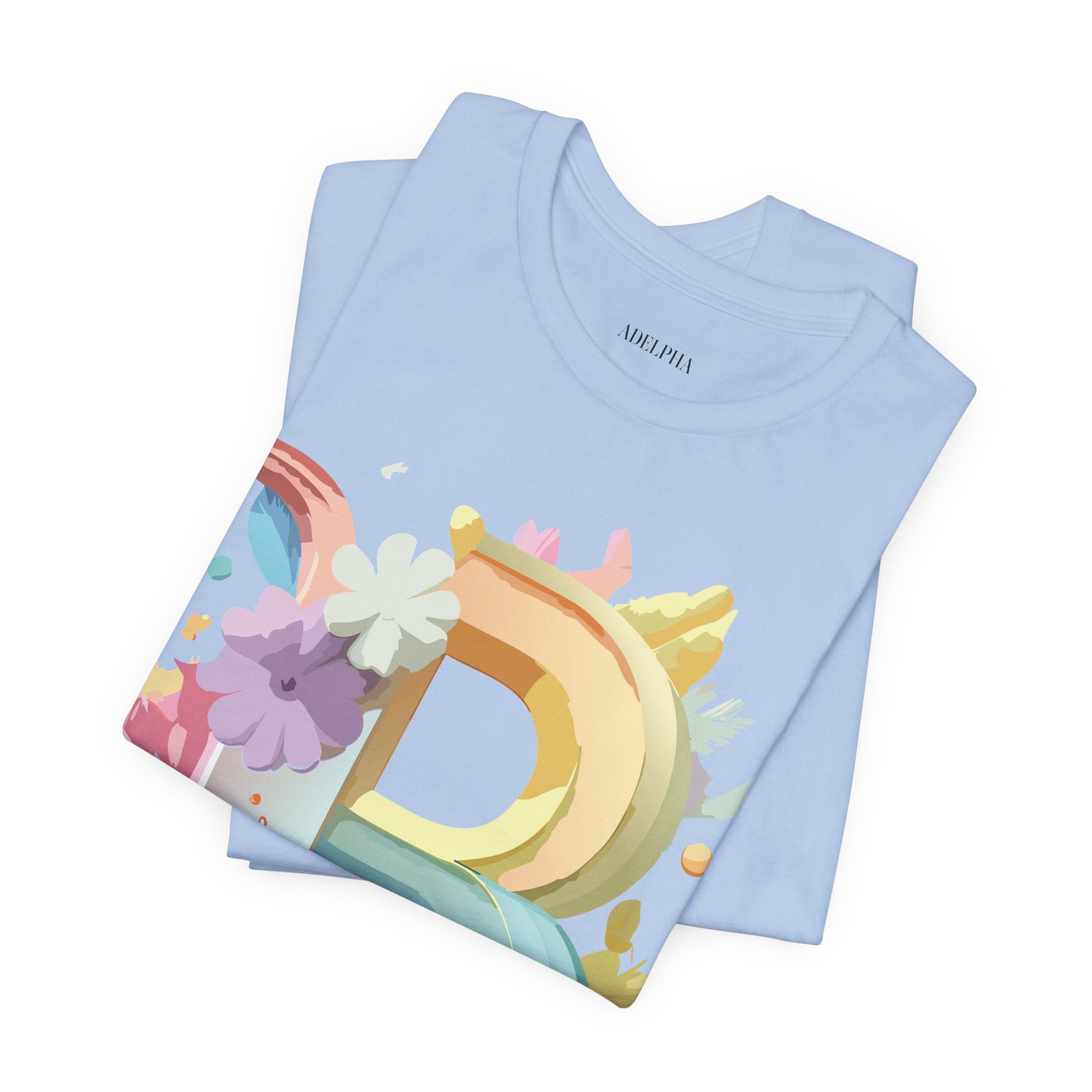 Natural Cotton Tee Shirt - Letters Collection - B Printify