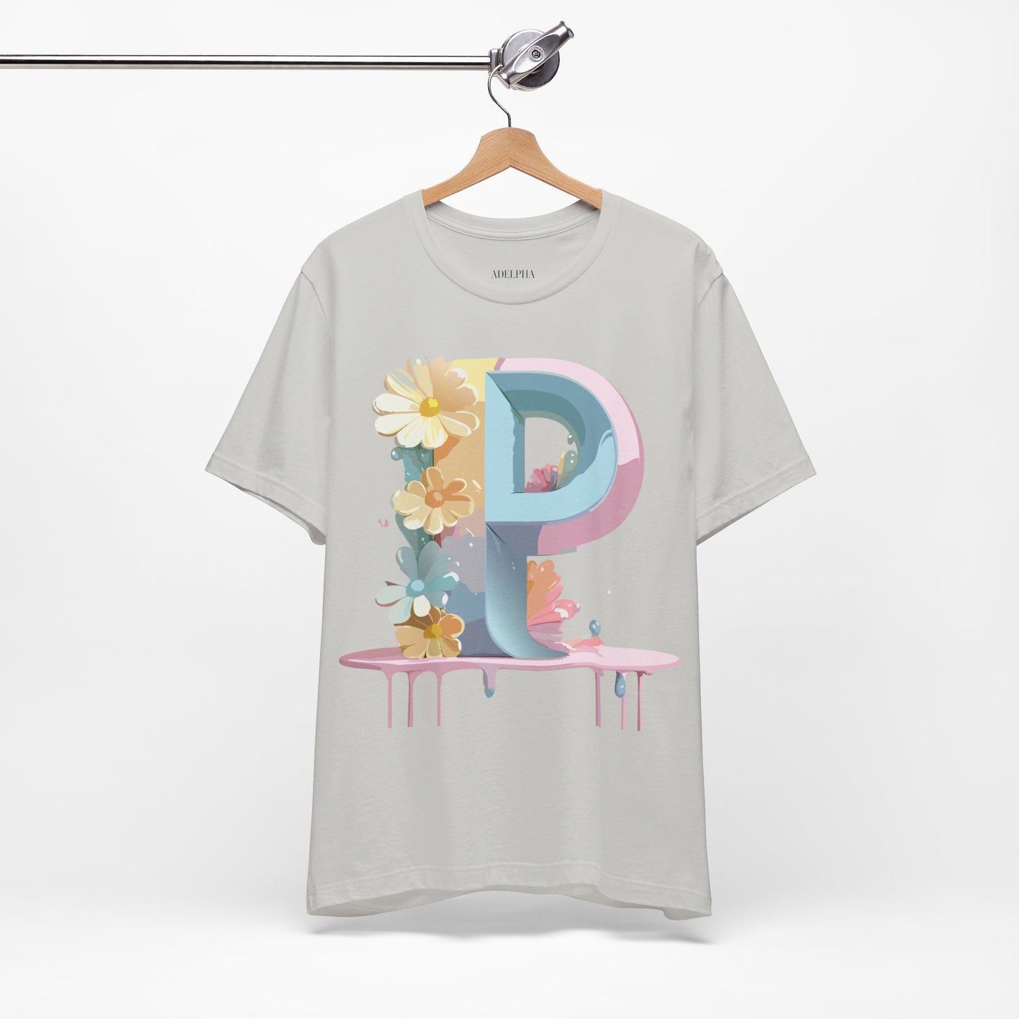 Natural Cotton Tee Shirt - Letters Collection - P Printify