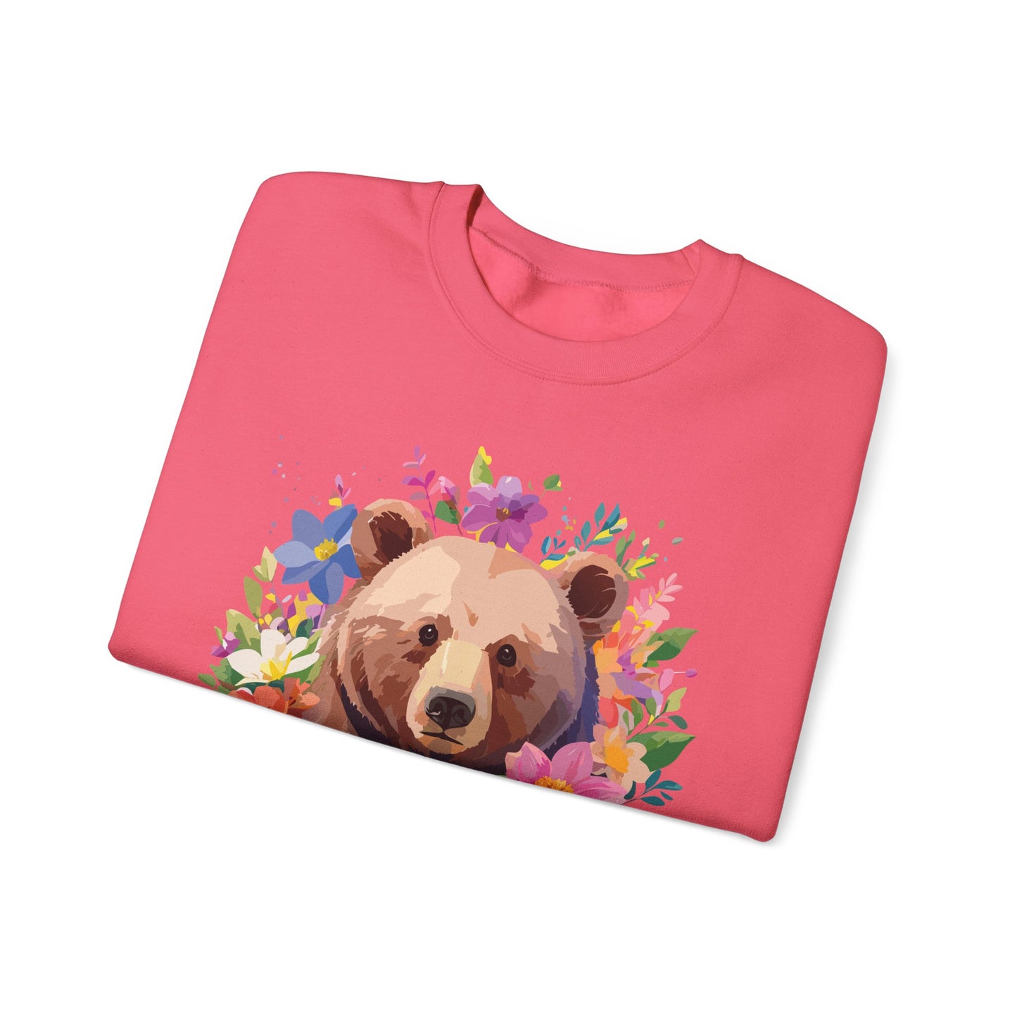 Unisex Floral Bear Sweatshirt, Animals Sweatshirt, Floral Sweatshirt, Art Design Sweatshirt