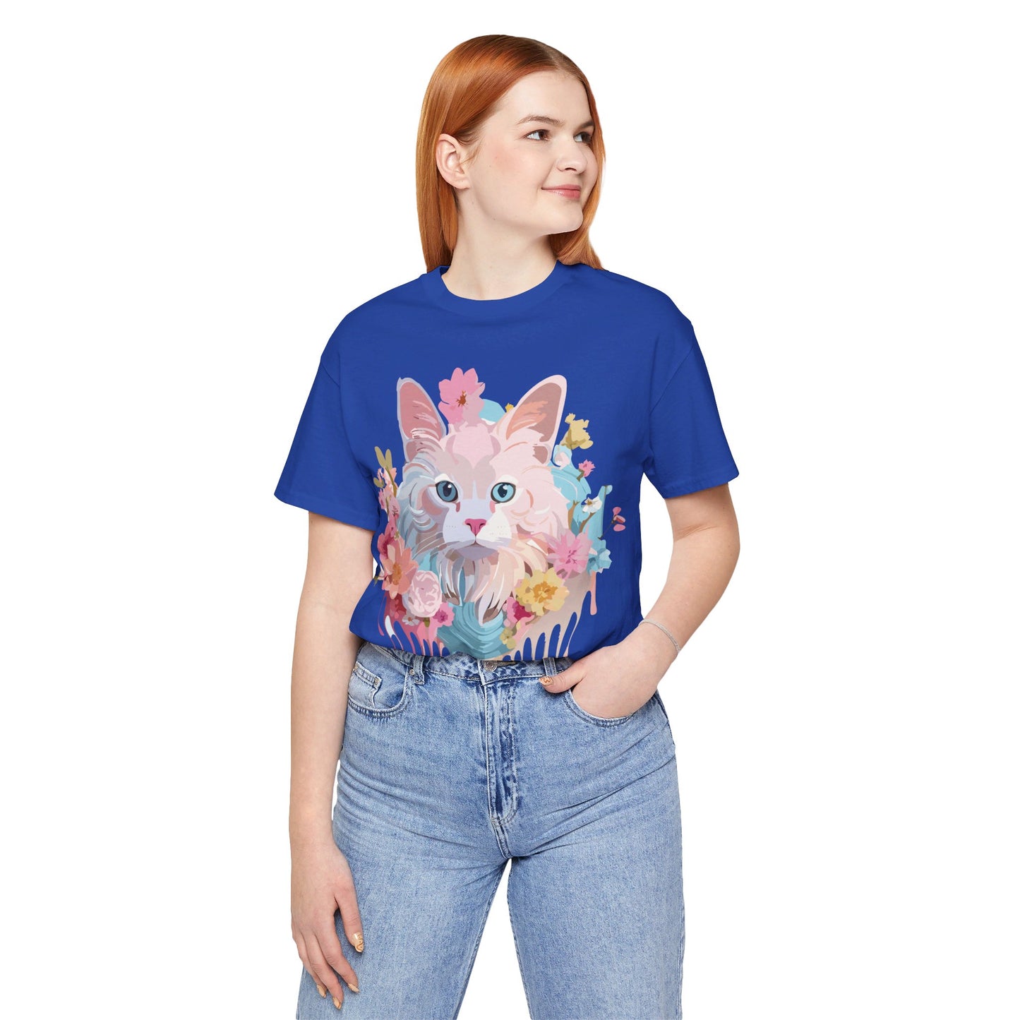 Natural Cotton Tee Shirt with Cat Printify