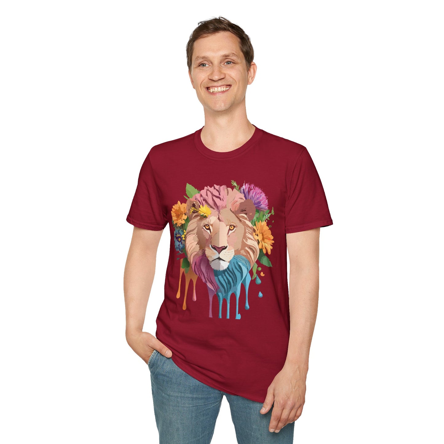 Lion Shirt, Shirt with Lion, Floral Lion Tee, Shirt with Animals