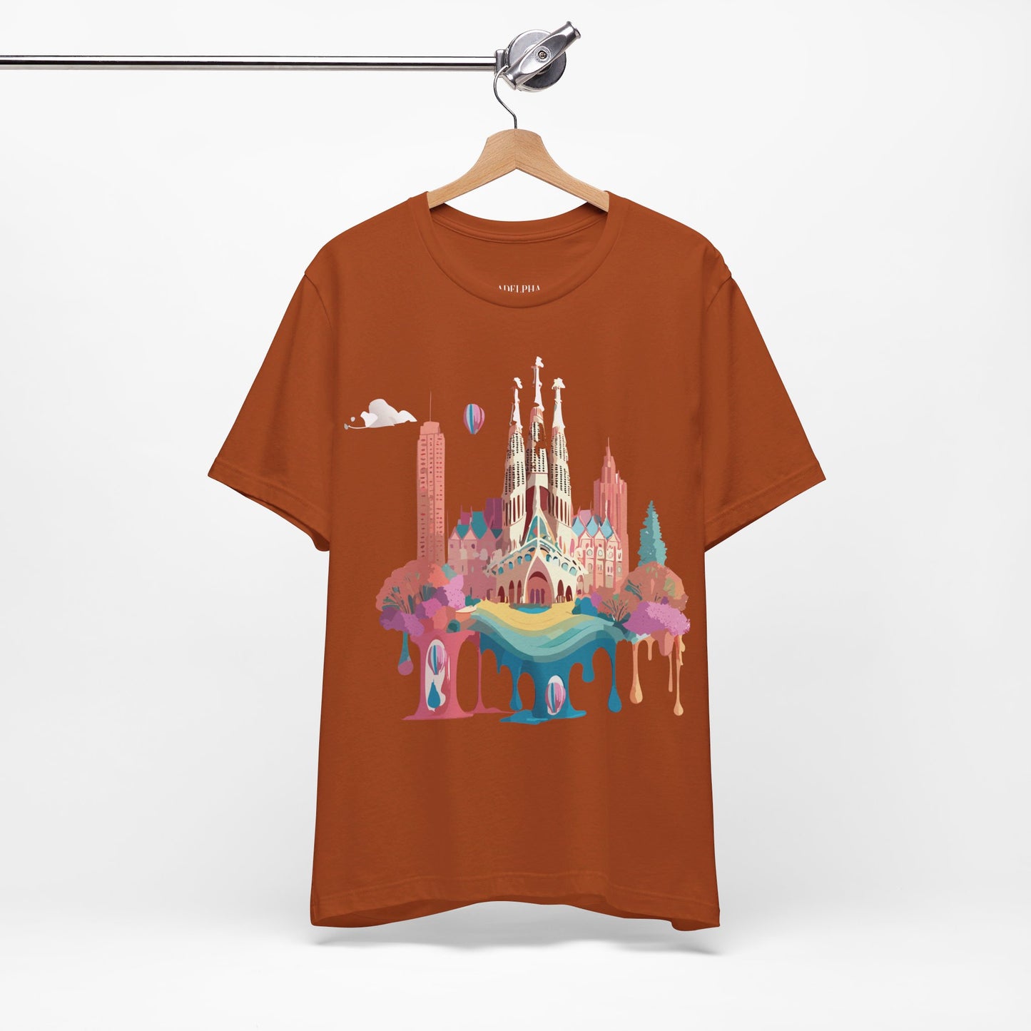Natural Cotton Tee Shirt - Beautiful Places Collection - Barcelona Printify
