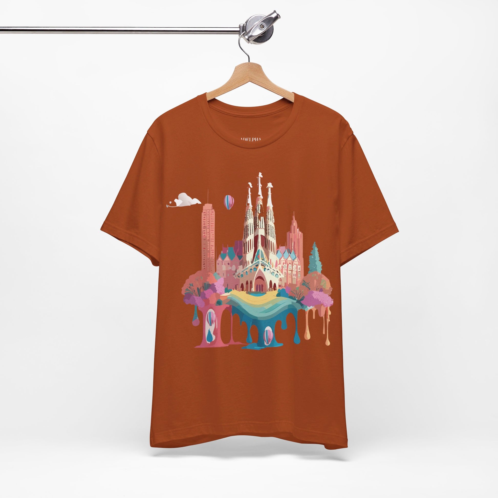 Natural Cotton Tee Shirt - Beautiful Places Collection - Barcelona Printify
